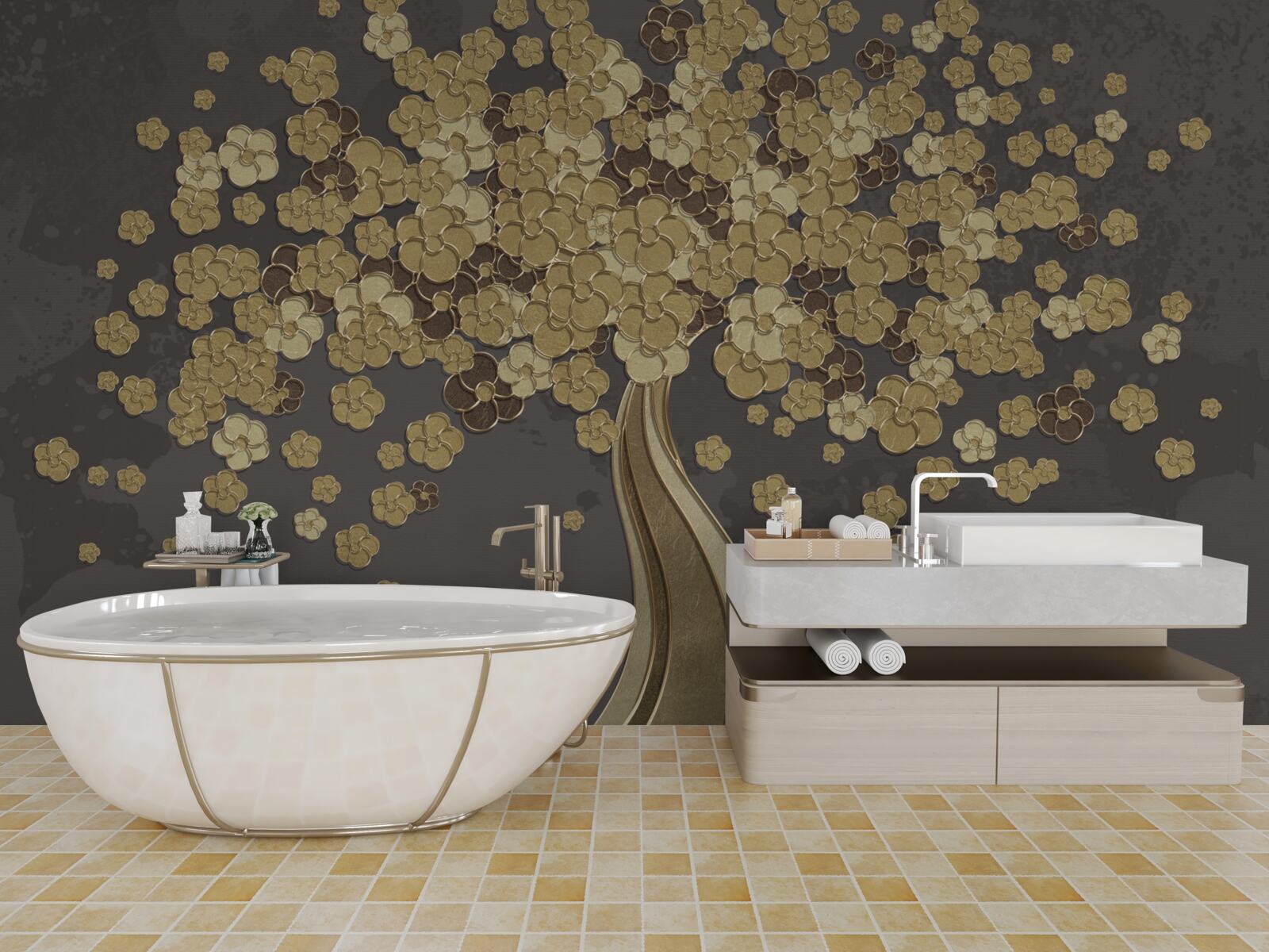 Fototapeta nočný strom kvitnúci zlatom