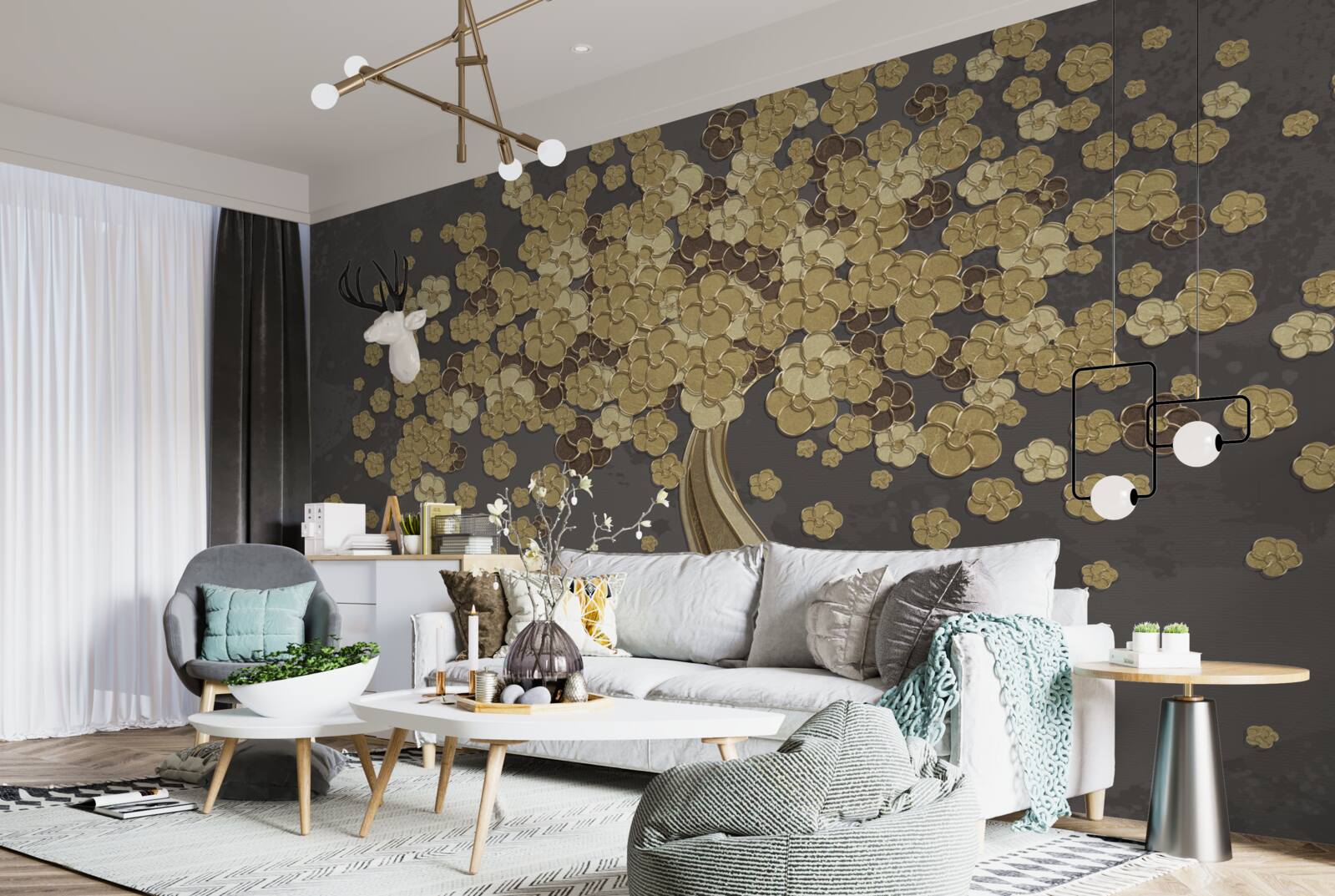 Fototapeta nočný strom kvitnúci zlatom