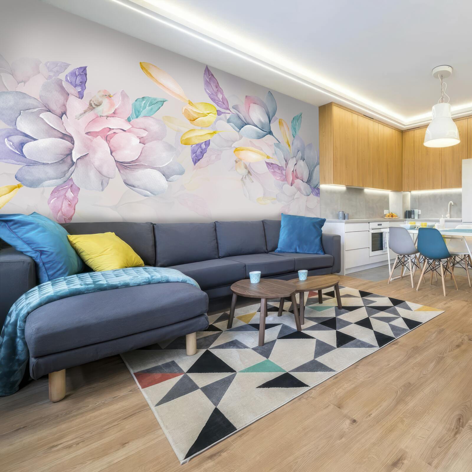 Fototapeta vetva s jasne červenými kvetmi