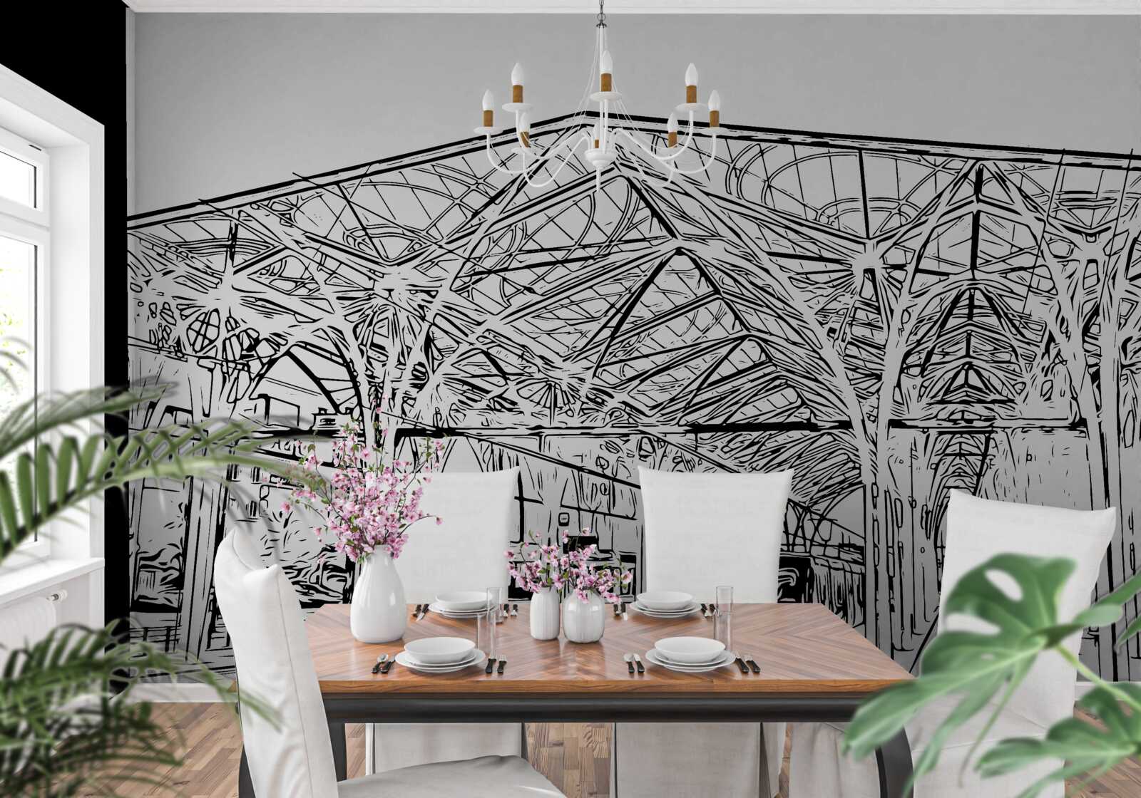 Fototapeta stanica a vlaky viditeľné na fotografii