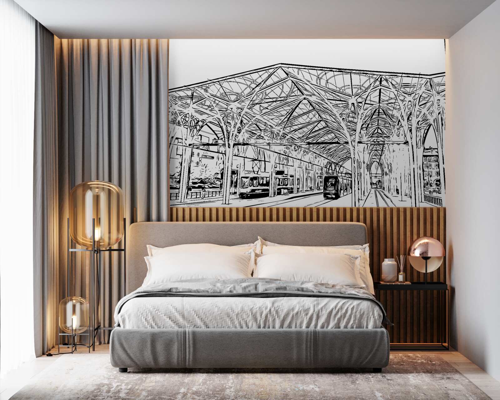 Fototapeta stanica a vlaky viditeľné na fotografii