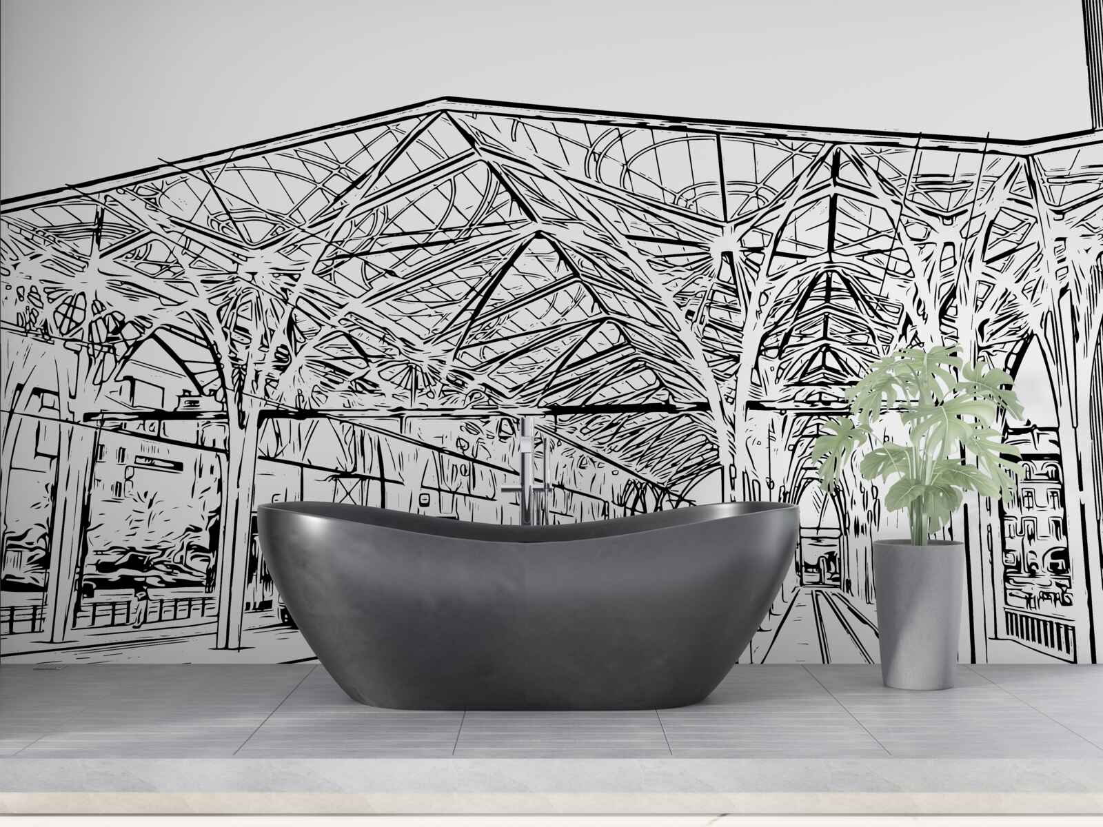 Fototapeta stanica a vlaky viditeľné na fotografii