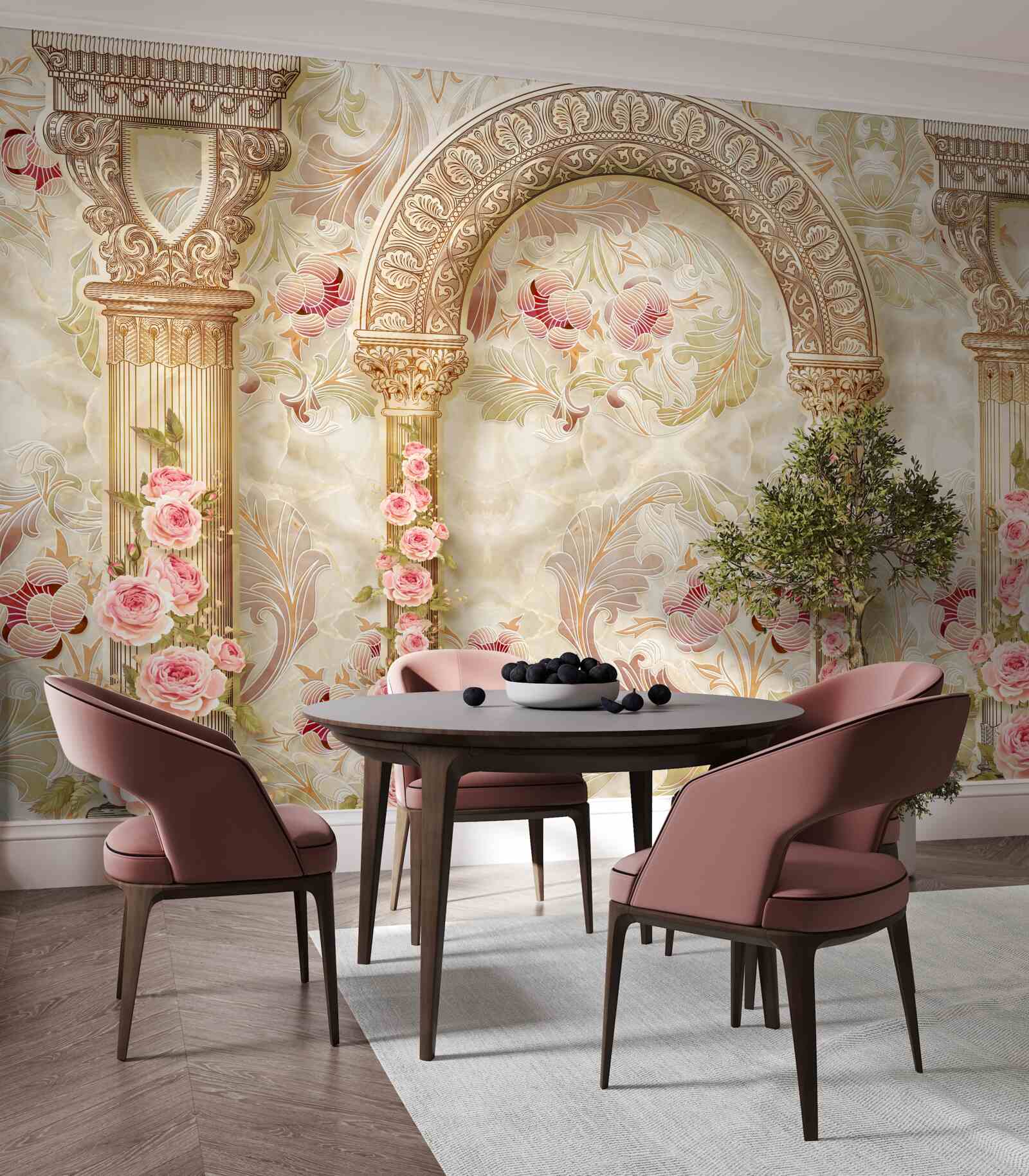 Fototapeta tradičné oblúky zdobené kvetmi ruží