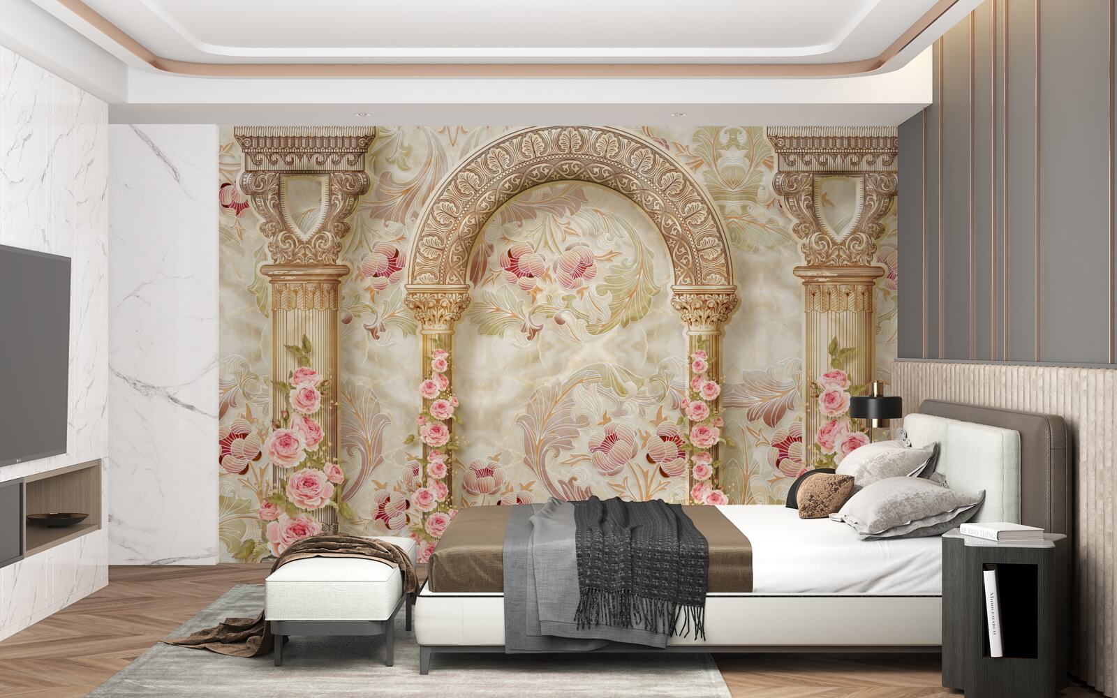 Fototapeta tradičné oblúky zdobené kvetmi ruží