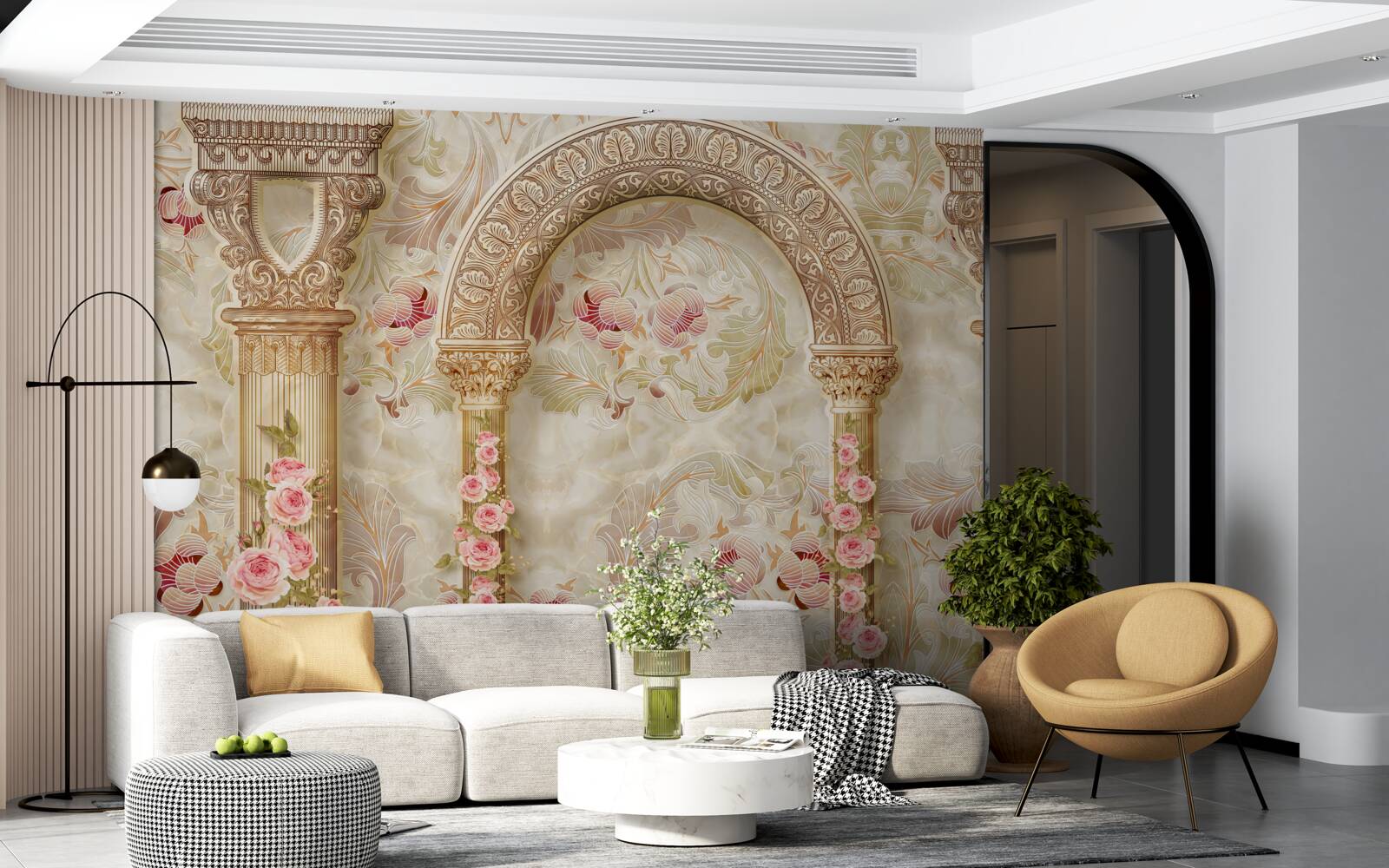 Fototapeta tradičné oblúky zdobené kvetmi ruží