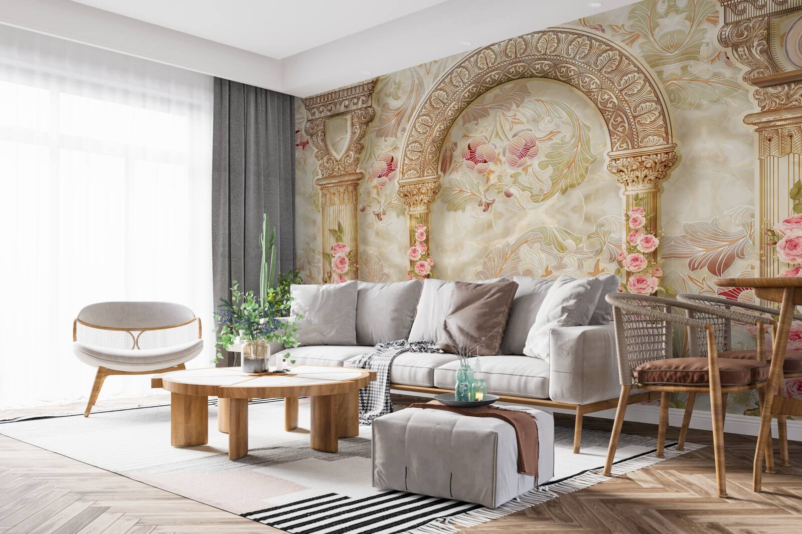 Fototapeta tradičné oblúky zdobené kvetmi ruží