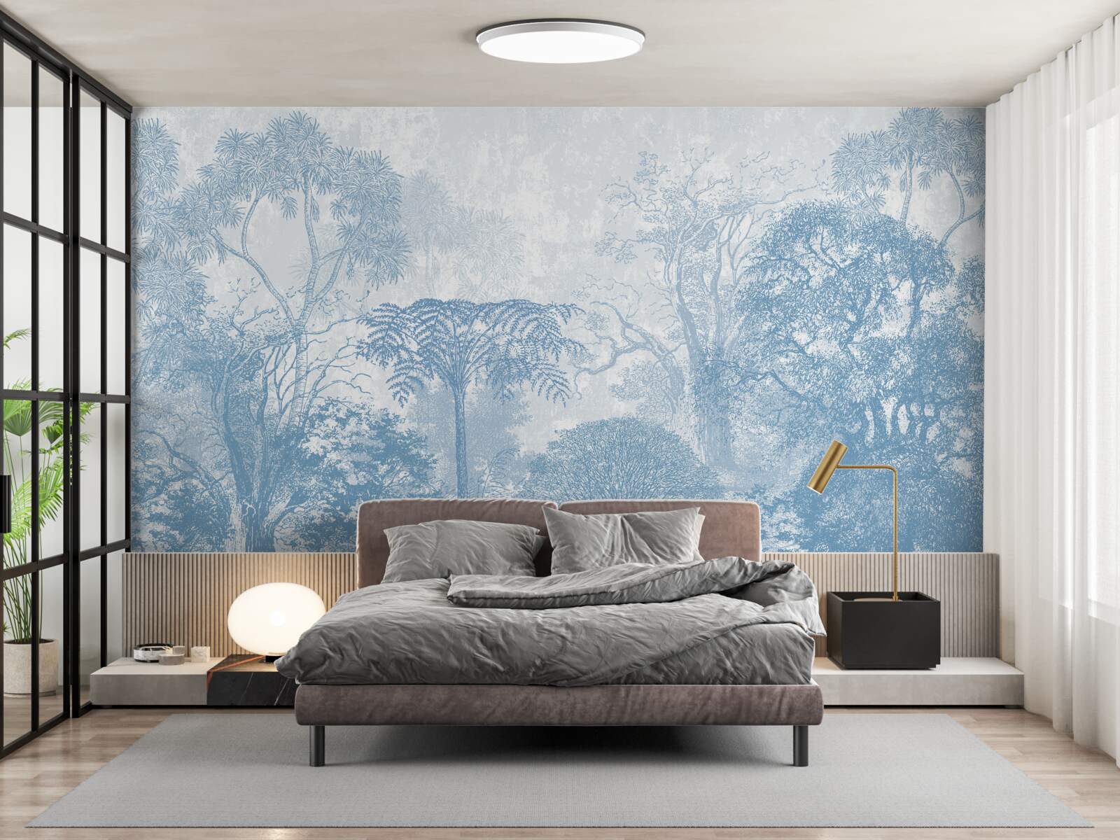 Fototapeta čiernobiely obraz lesnej krajiny