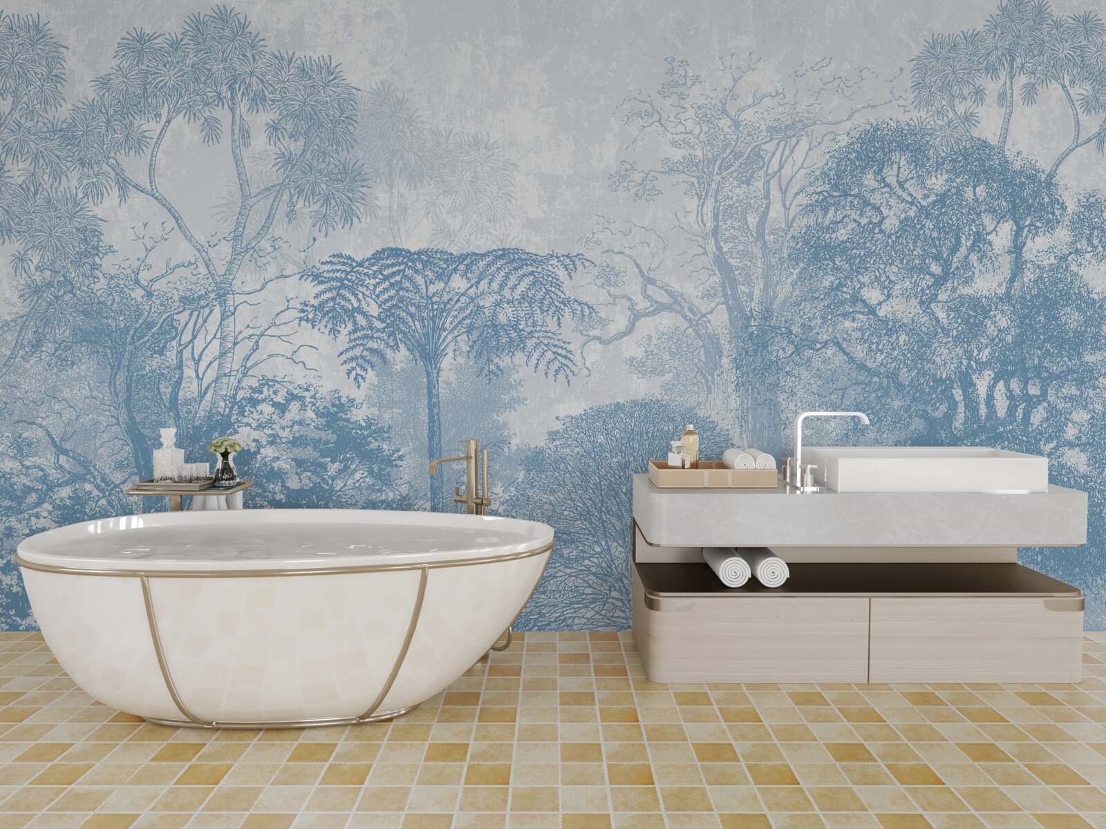 Fototapeta čiernobiely obraz lesnej krajiny