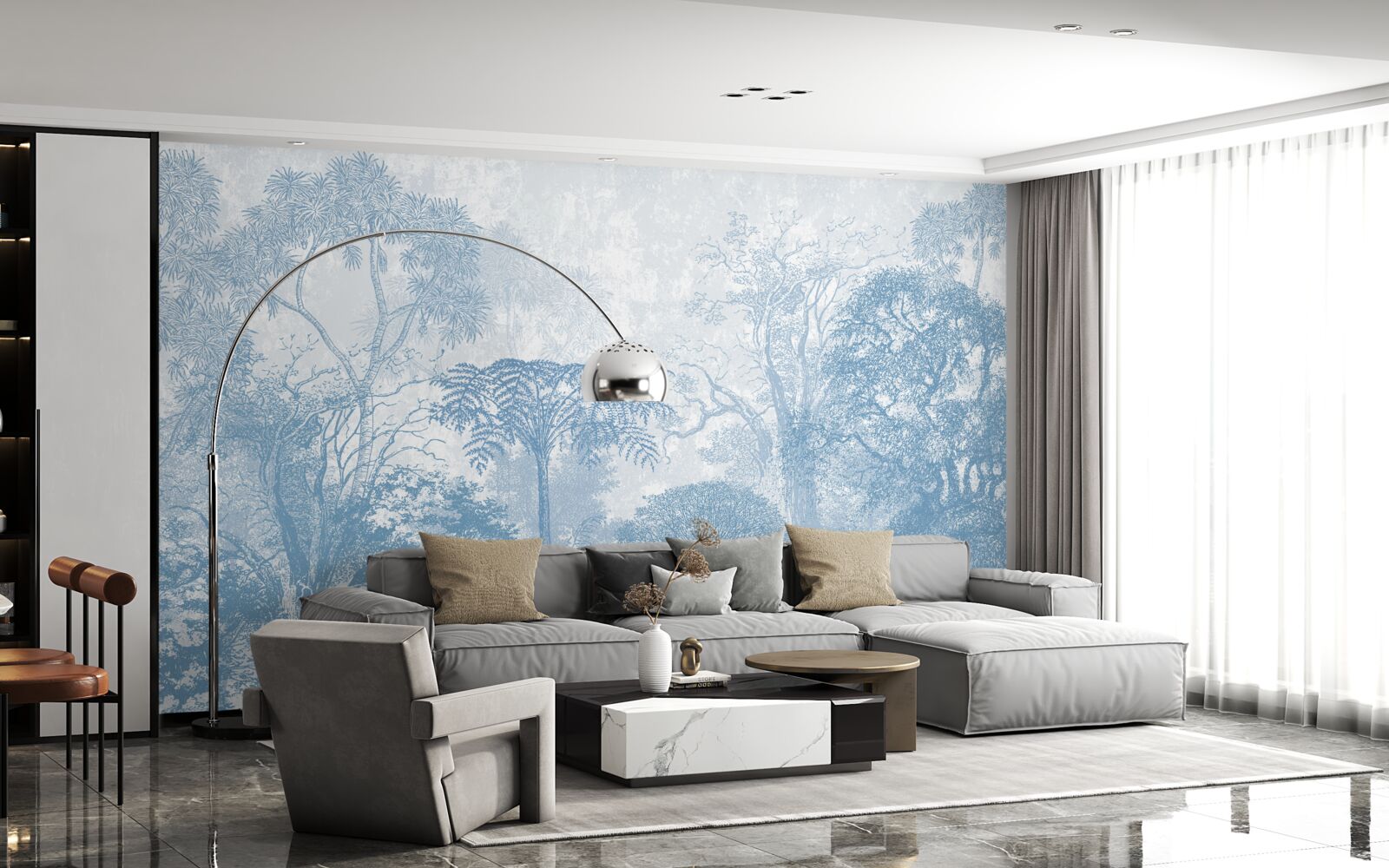 Fototapeta čiernobiely obraz lesnej krajiny