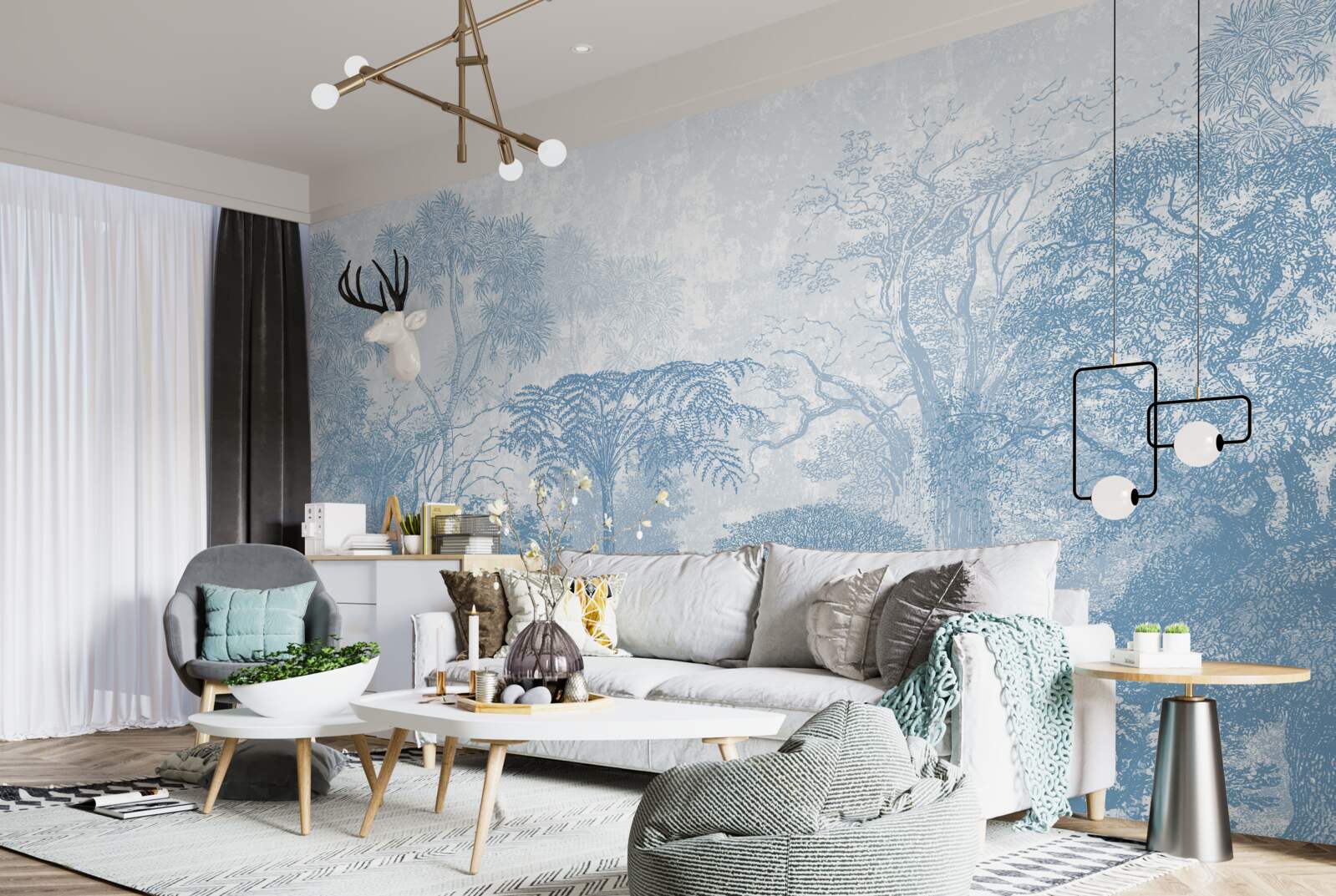 Fototapeta čiernobiely obraz lesnej krajiny