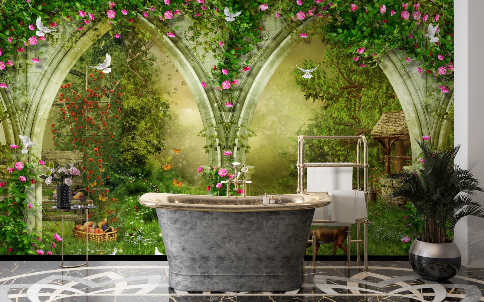 Fototapeta Oblúky zo zeleného kameňa s obrázkami zvierat