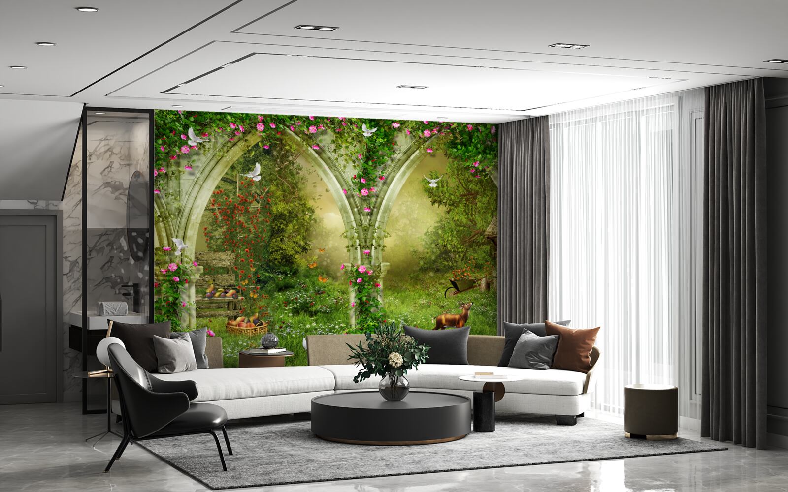 Fototapeta Oblúky zo zeleného kameňa s obrázkami zvierat