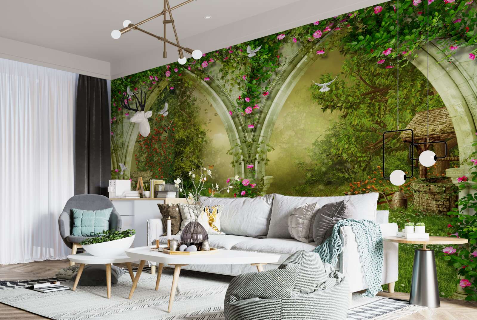 Fototapeta Oblúky zo zeleného kameňa s obrázkami zvierat