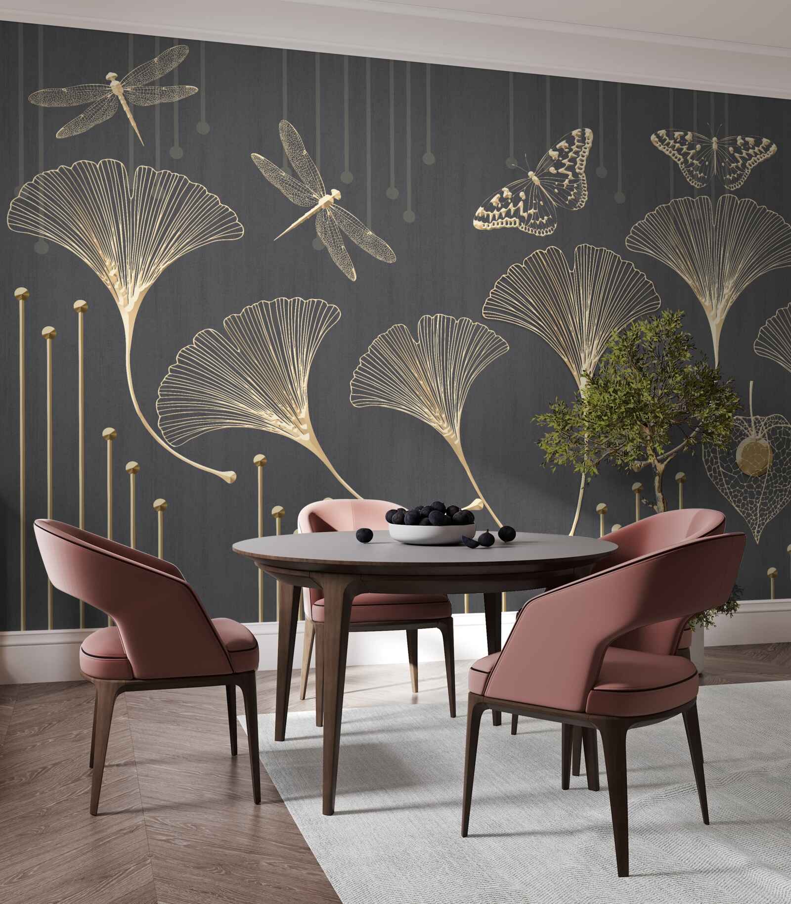 Fototapeta naopak, zvislé čiary sa zbiehajú na sivom pozadí