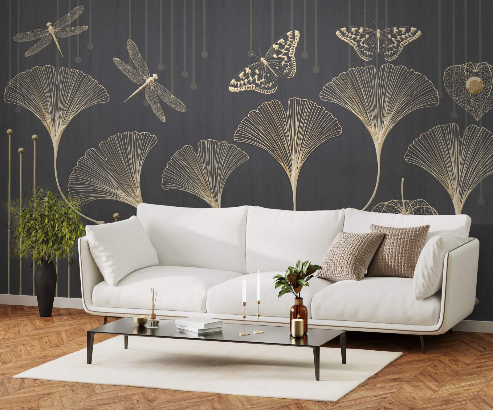 Fototapeta naopak, zvislé čiary sa zbiehajú na sivom pozadí