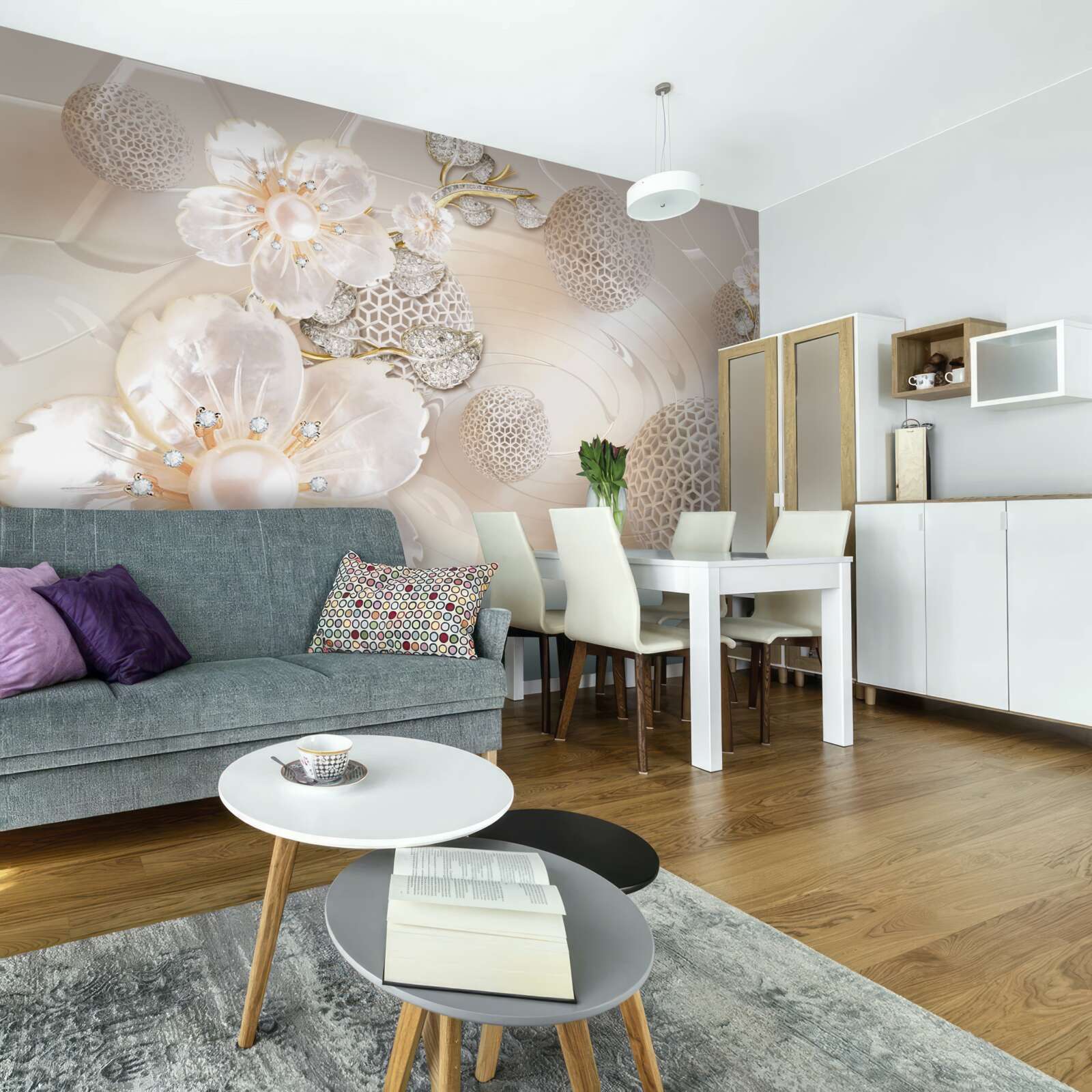 Fototapeta svetlé plávajúce gule a ľahké botanické vence