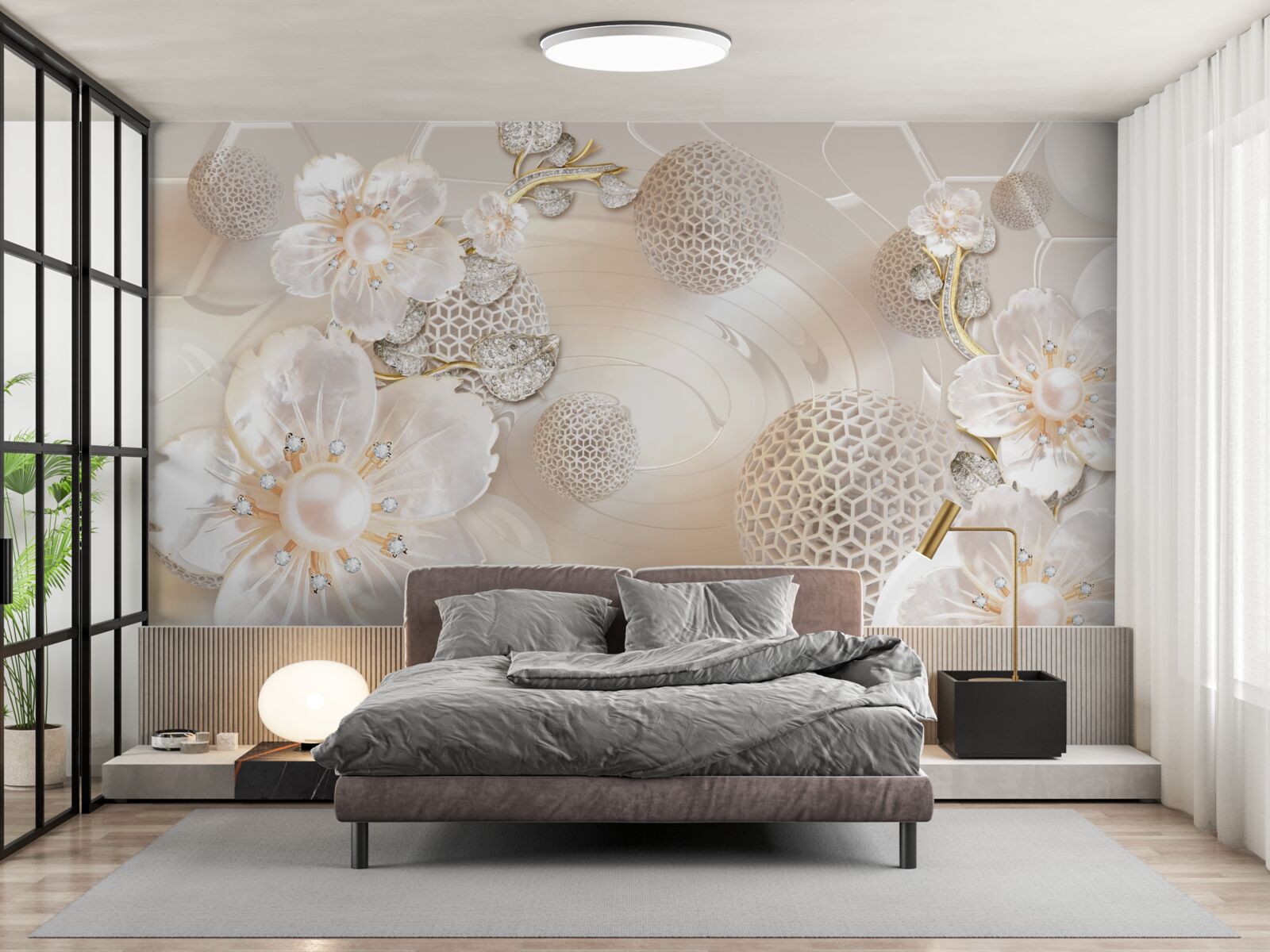 Fototapeta svetlé plávajúce gule a ľahké botanické vence