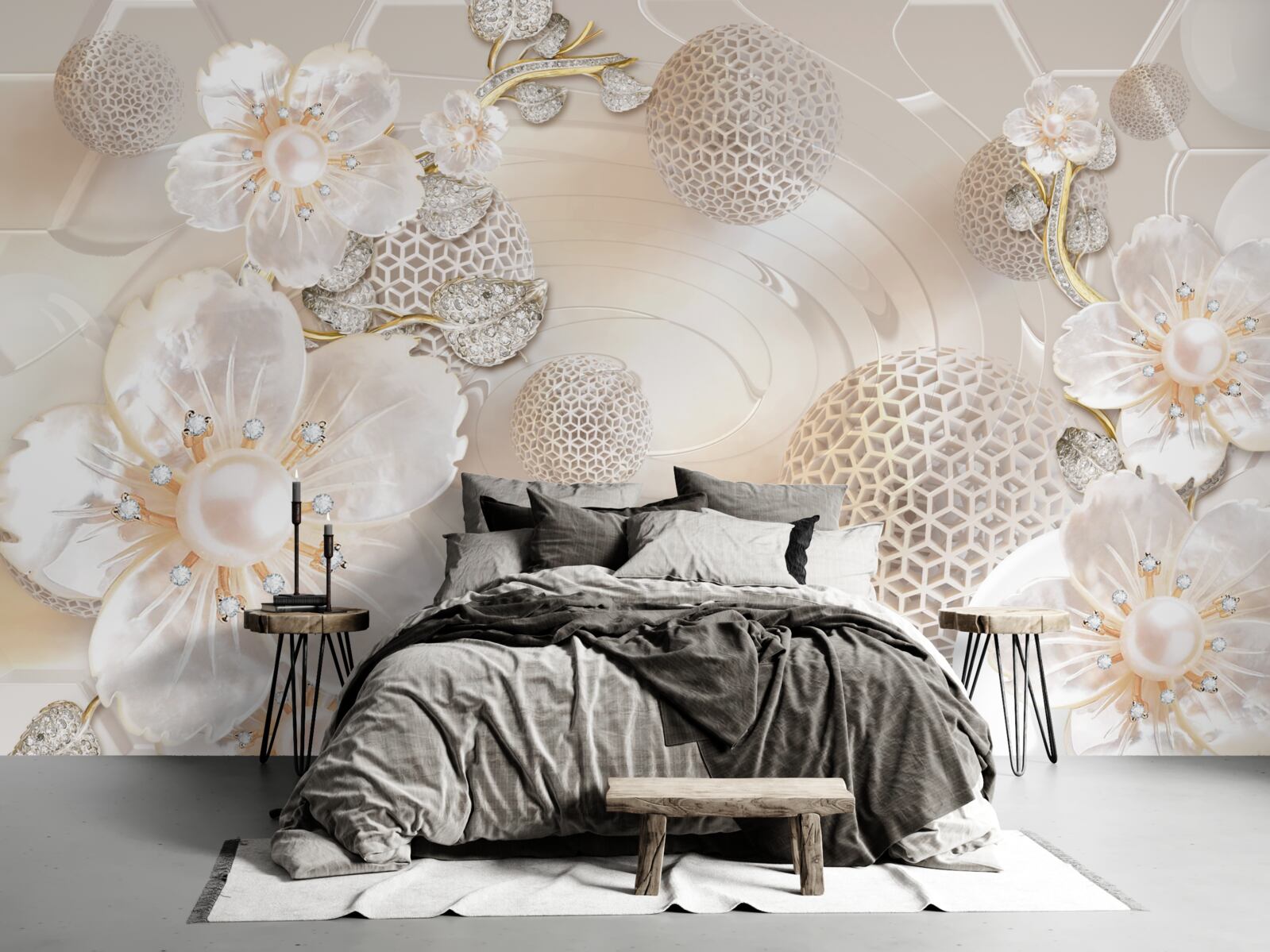 Fototapeta svetlé plávajúce gule a ľahké botanické vence