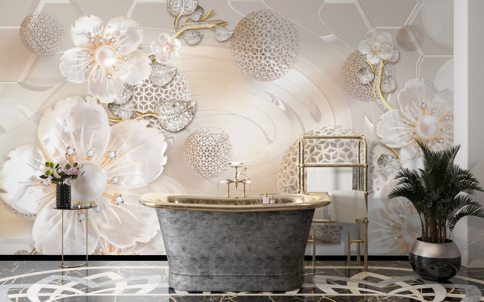 Fototapeta svetlé plávajúce gule a ľahké botanické vence