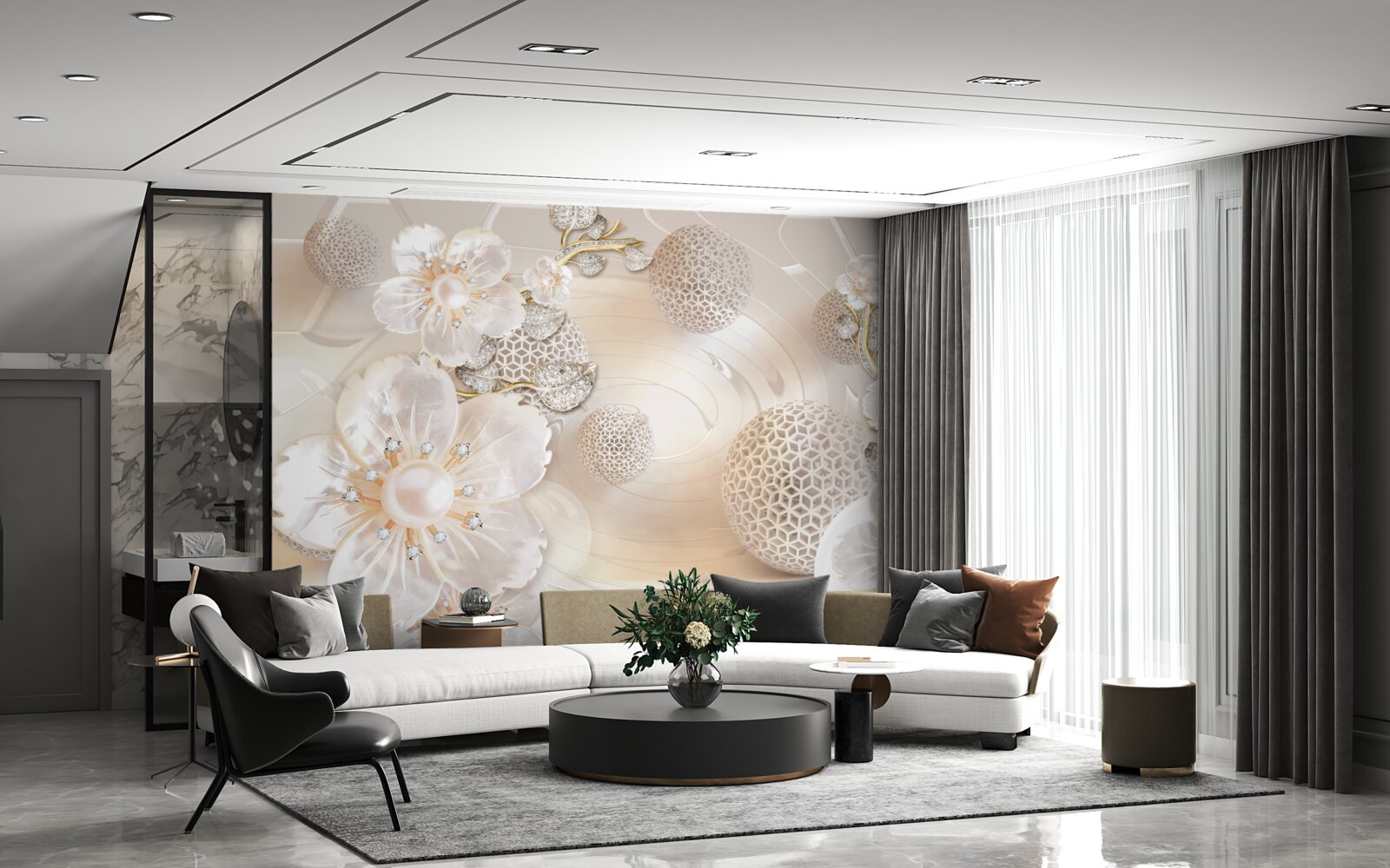 Fototapeta svetlé plávajúce gule a ľahké botanické vence