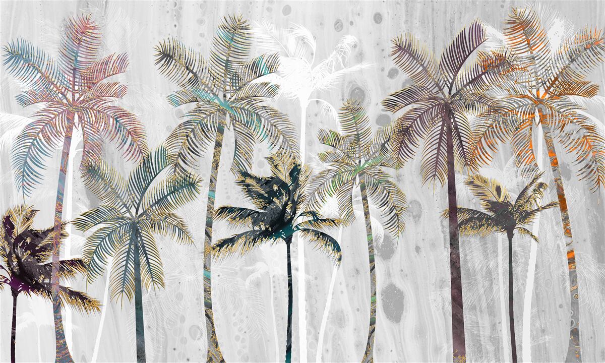 Fototapeta silný dážď medzi palmami