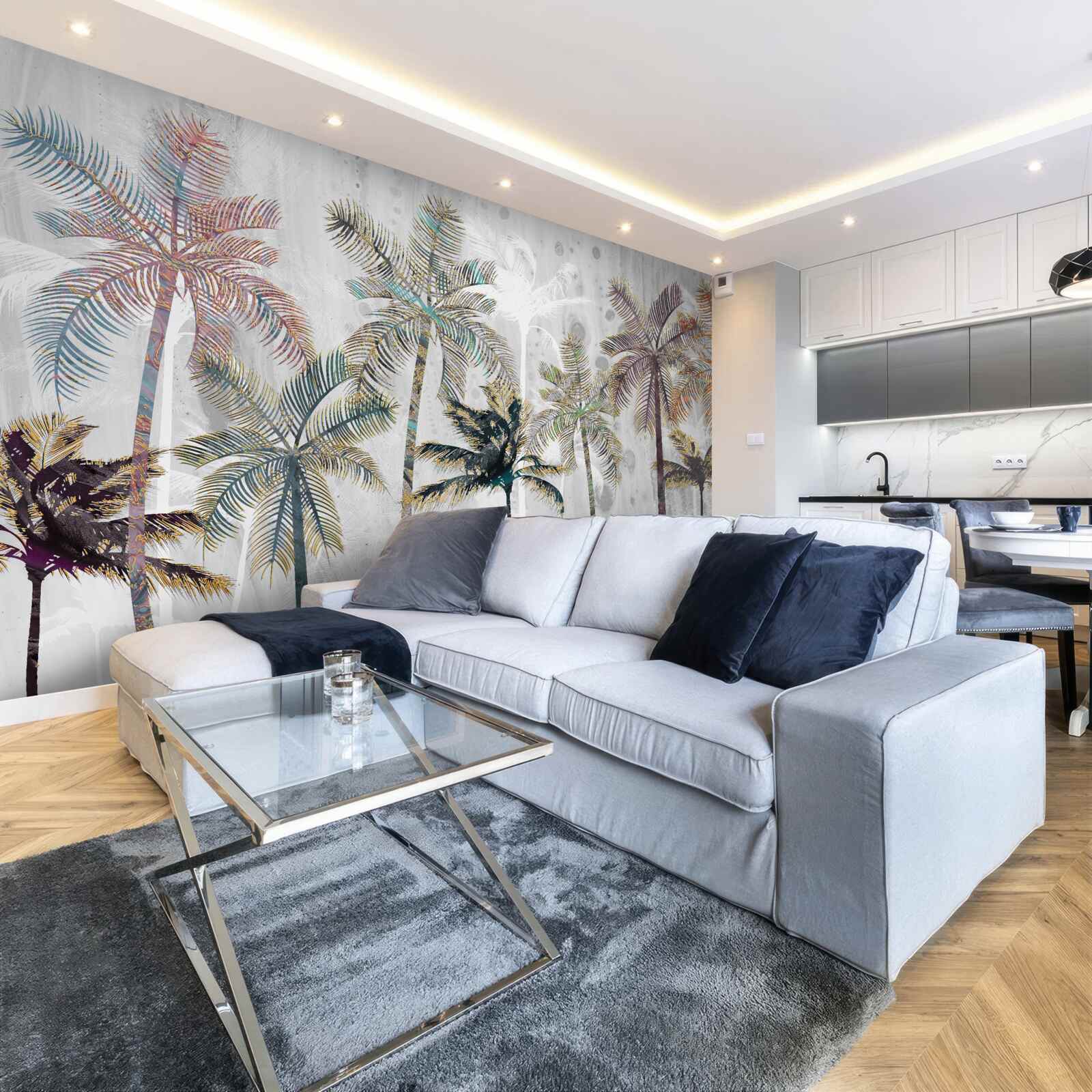 Fototapeta silný dážď medzi palmami