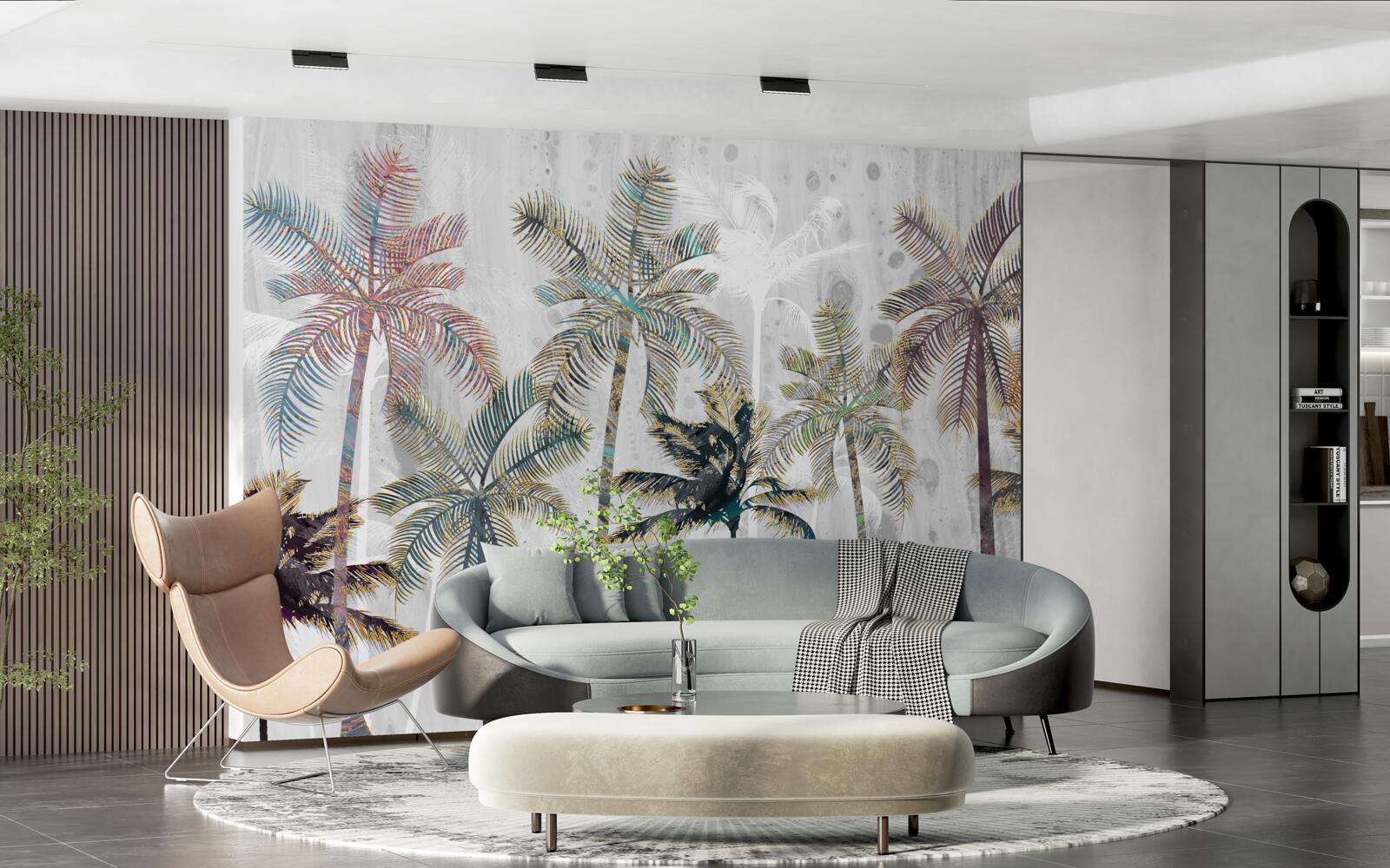 Fototapeta silný dážď medzi palmami