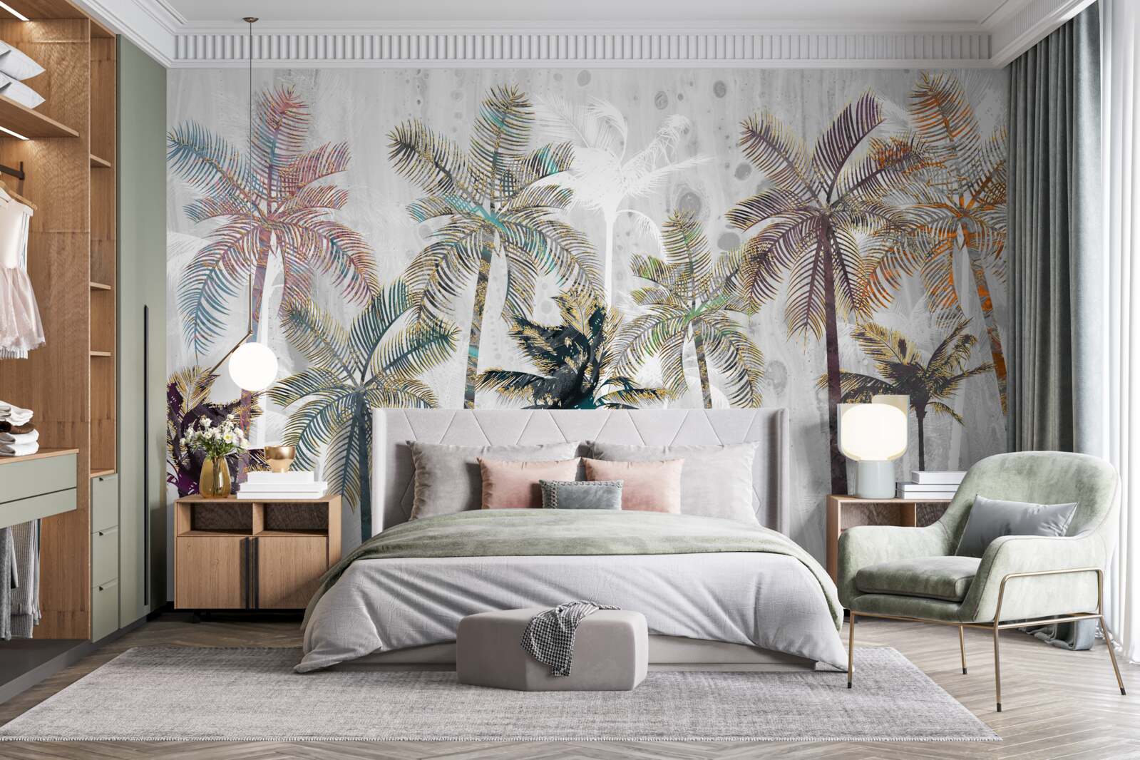 Fototapeta silný dážď medzi palmami