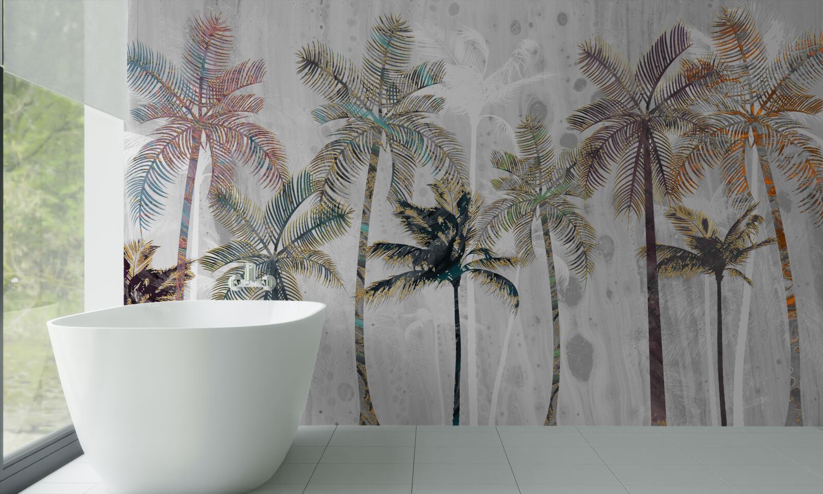 Fototapeta silný dážď medzi palmami