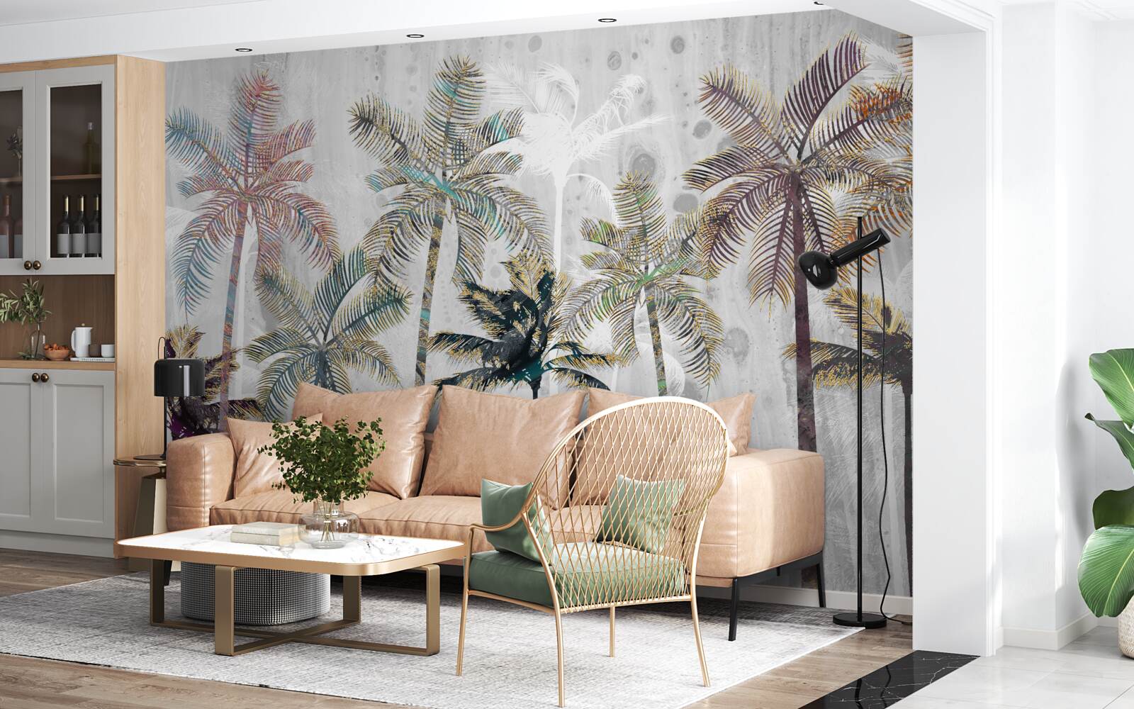 Fototapeta silný dážď medzi palmami