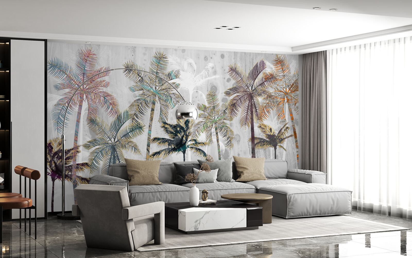 Fototapeta silný dážď medzi palmami