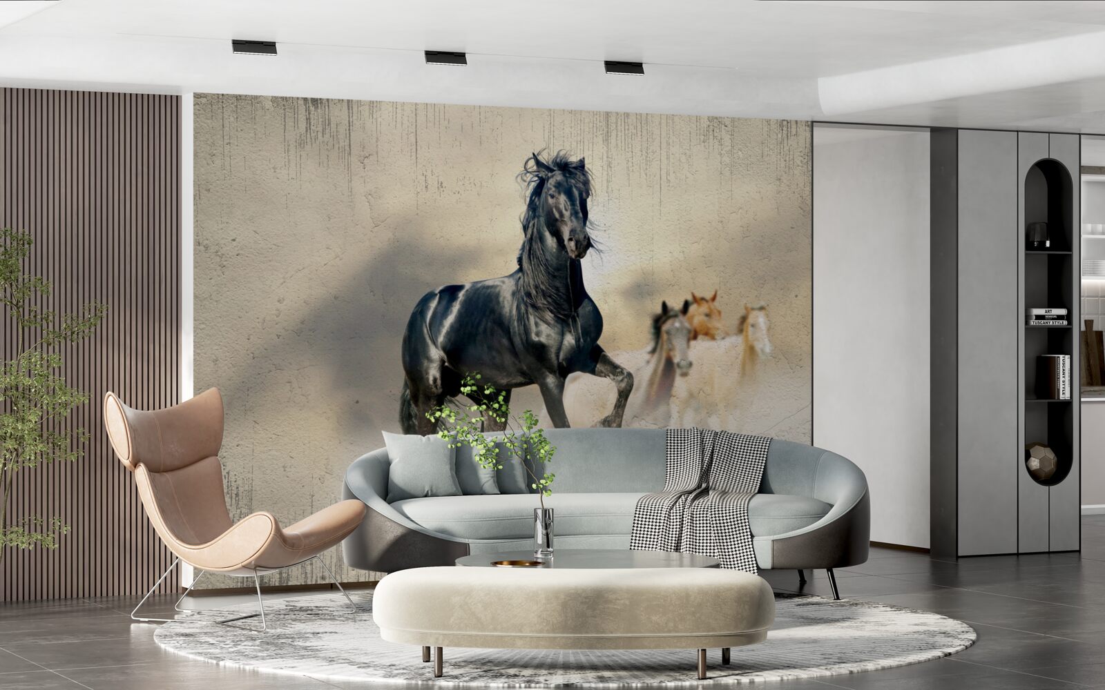 Fototapeta Na rozľahlej lúke sa pasie stádo koní