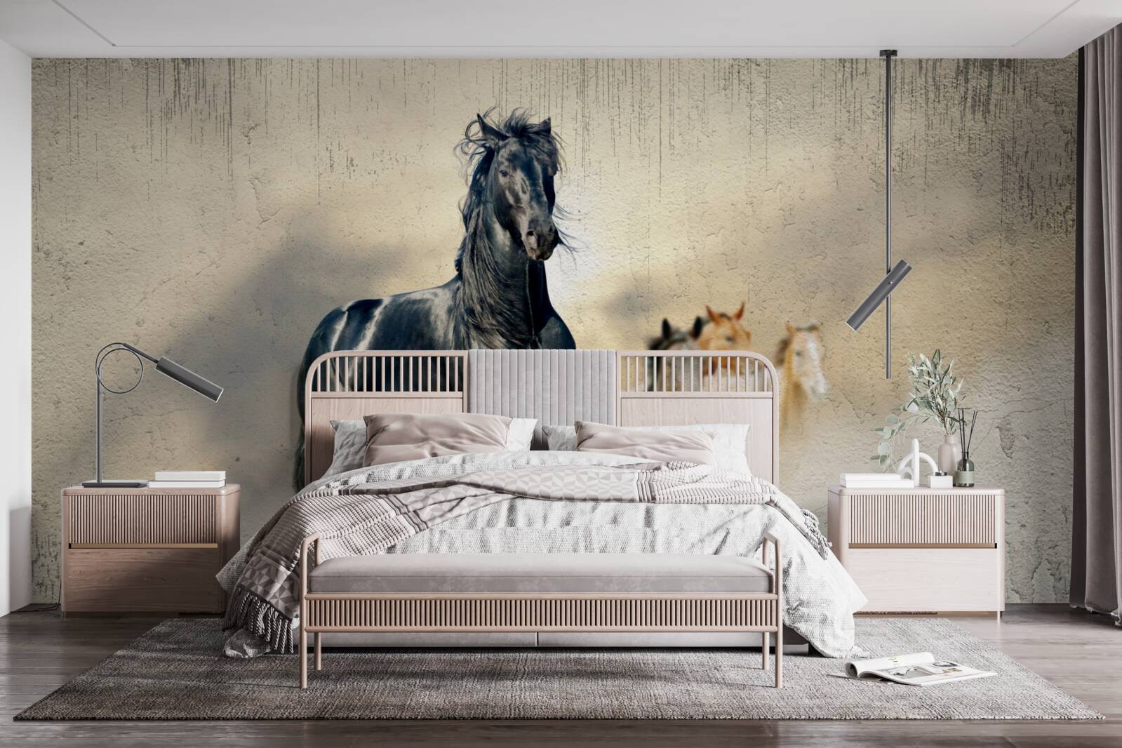 Fototapeta Na rozľahlej lúke sa pasie stádo koní