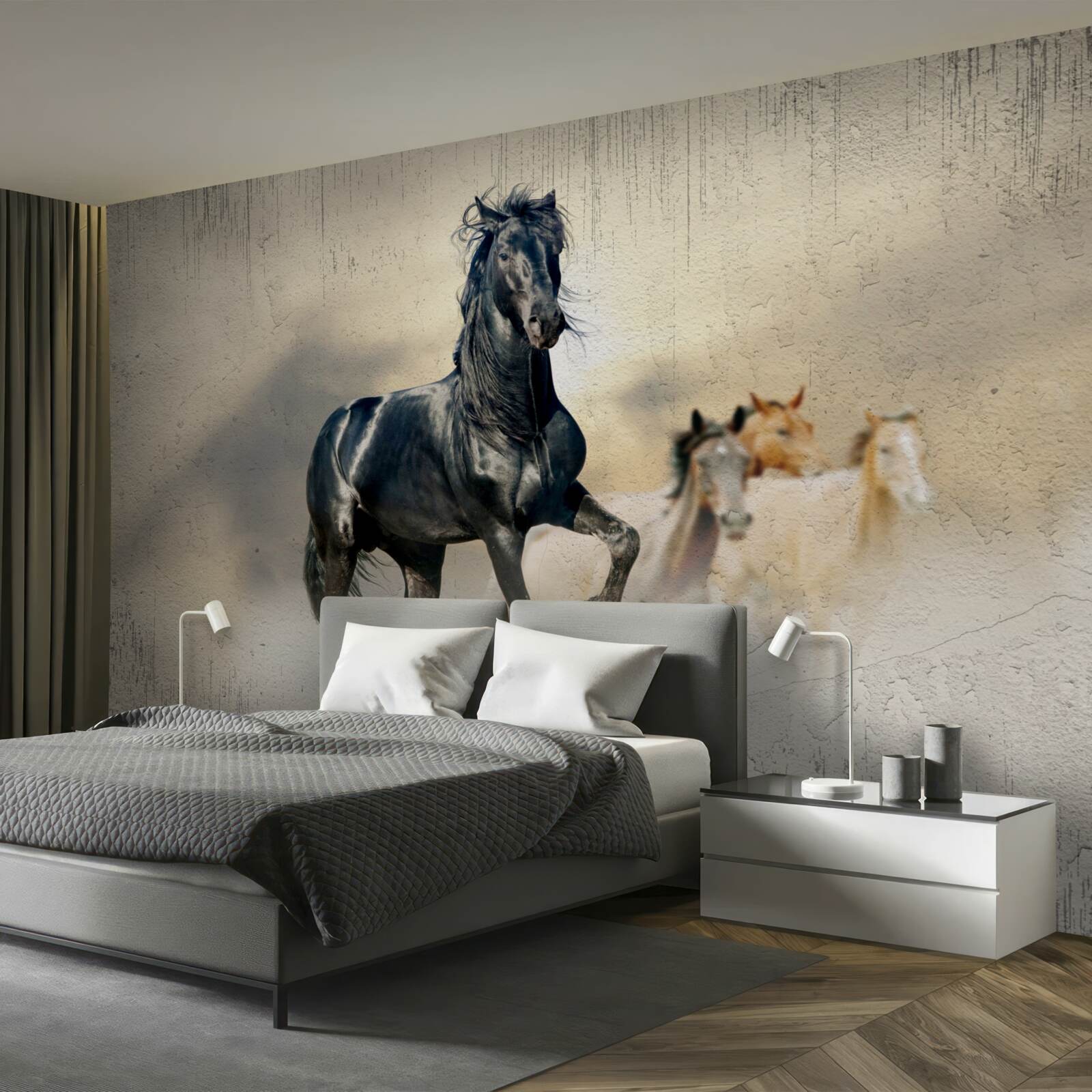 Fototapeta Na rozľahlej lúke sa pasie stádo koní