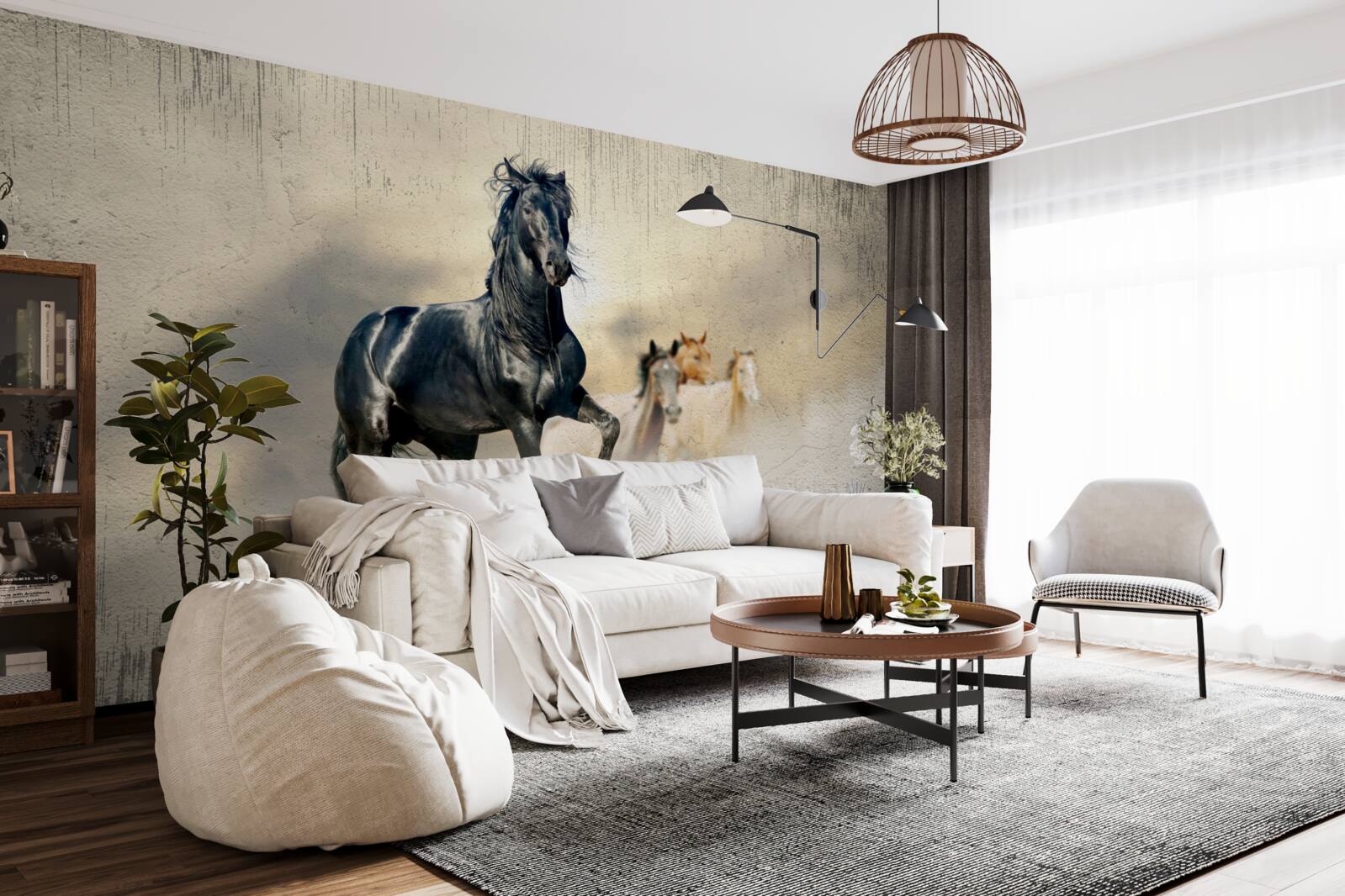 Fototapeta Na rozľahlej lúke sa pasie stádo koní