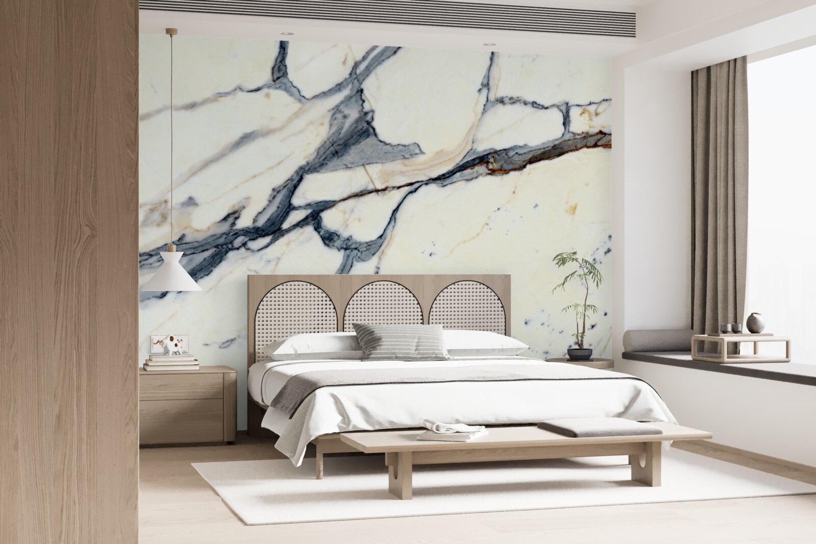 Fototapeta svetlý mramor s čiernymi nálevmi