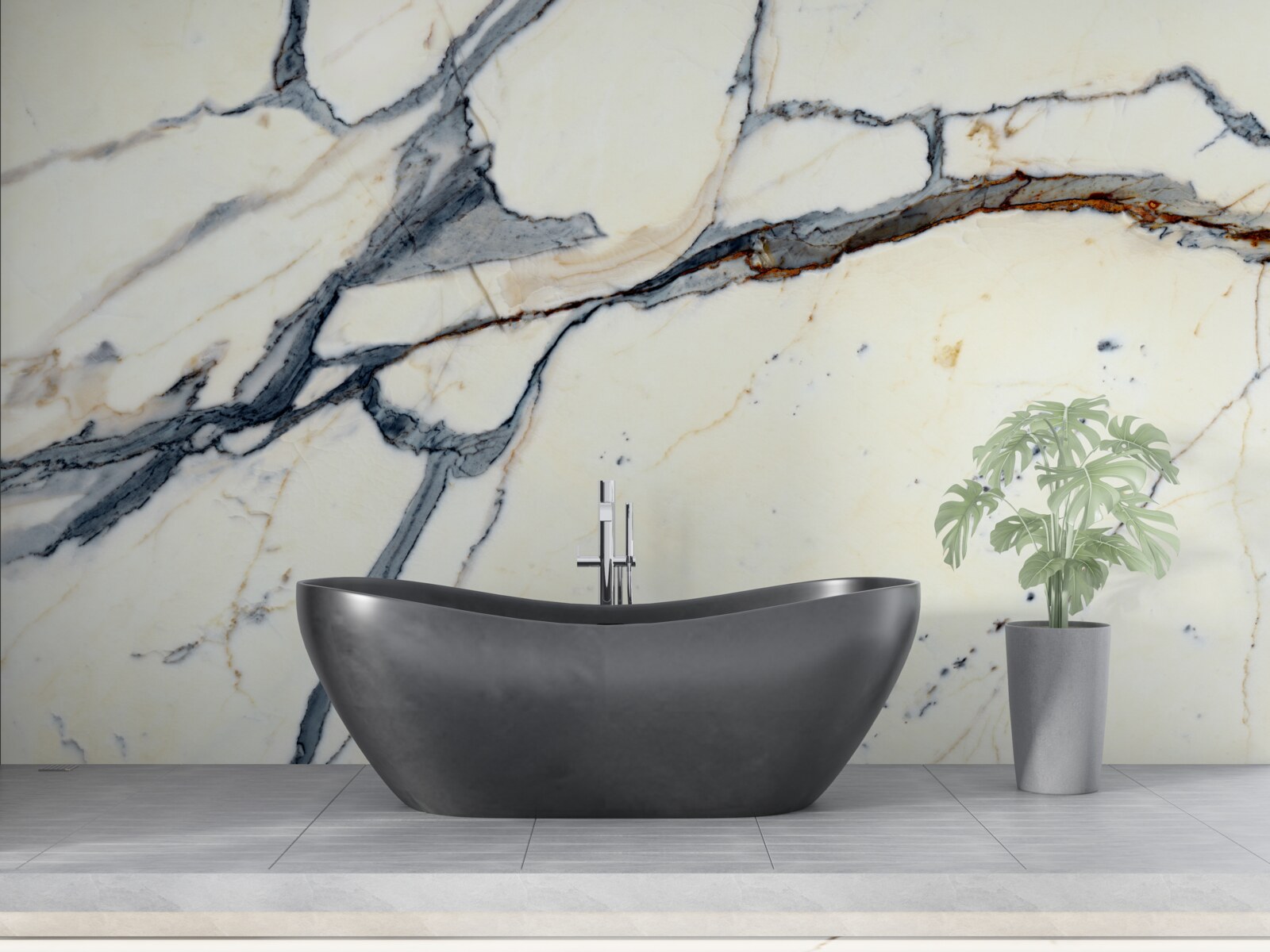 Fototapeta svetlý mramor s čiernymi nálevmi