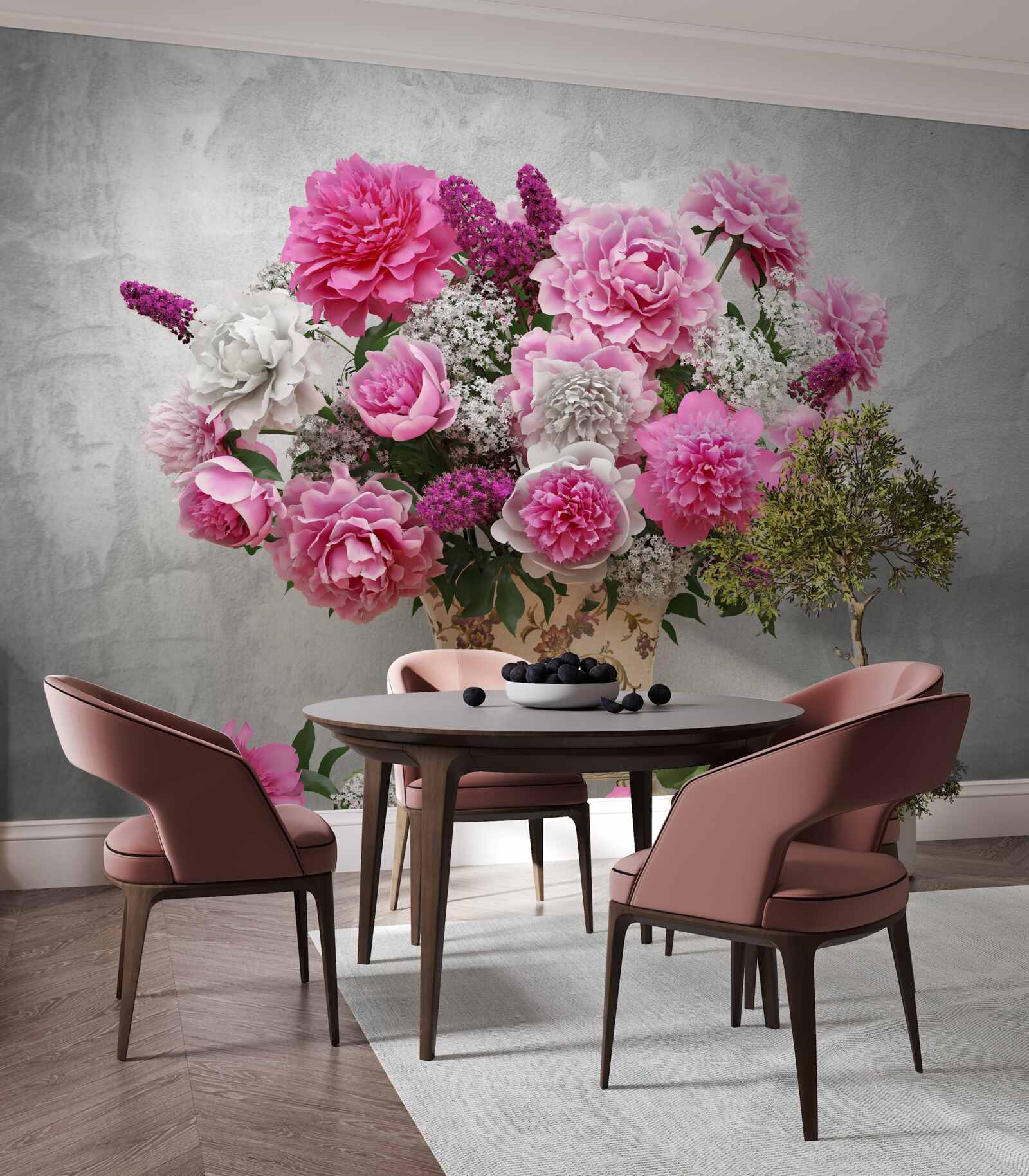 Fototapeta zloženie bielych sedmokrásky a kvetov orgovánu