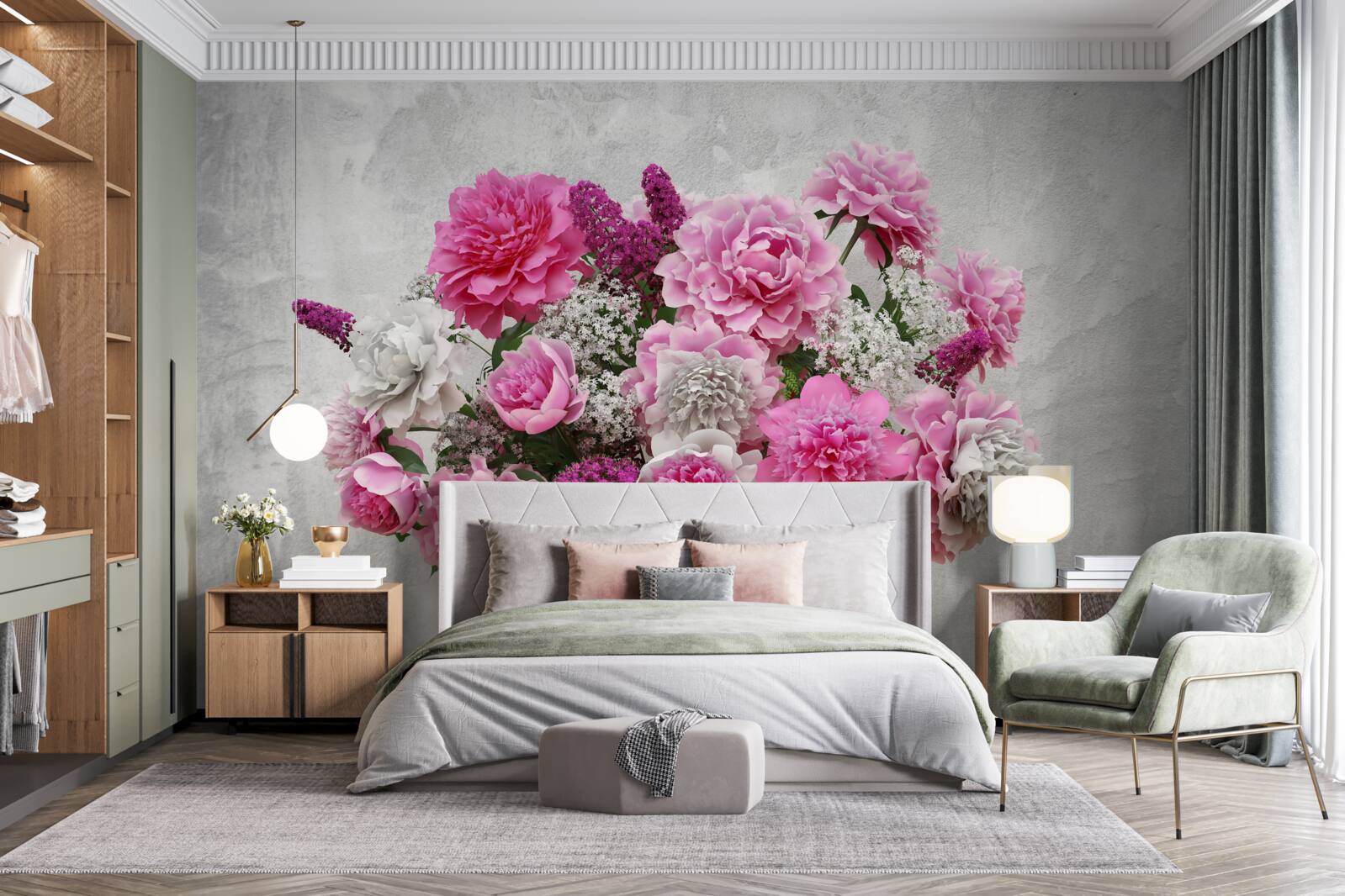 Fototapeta zloženie bielych sedmokrásky a kvetov orgovánu