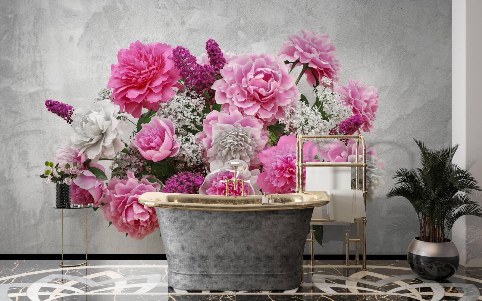 Fototapeta zloženie bielych sedmokrásky a kvetov orgovánu