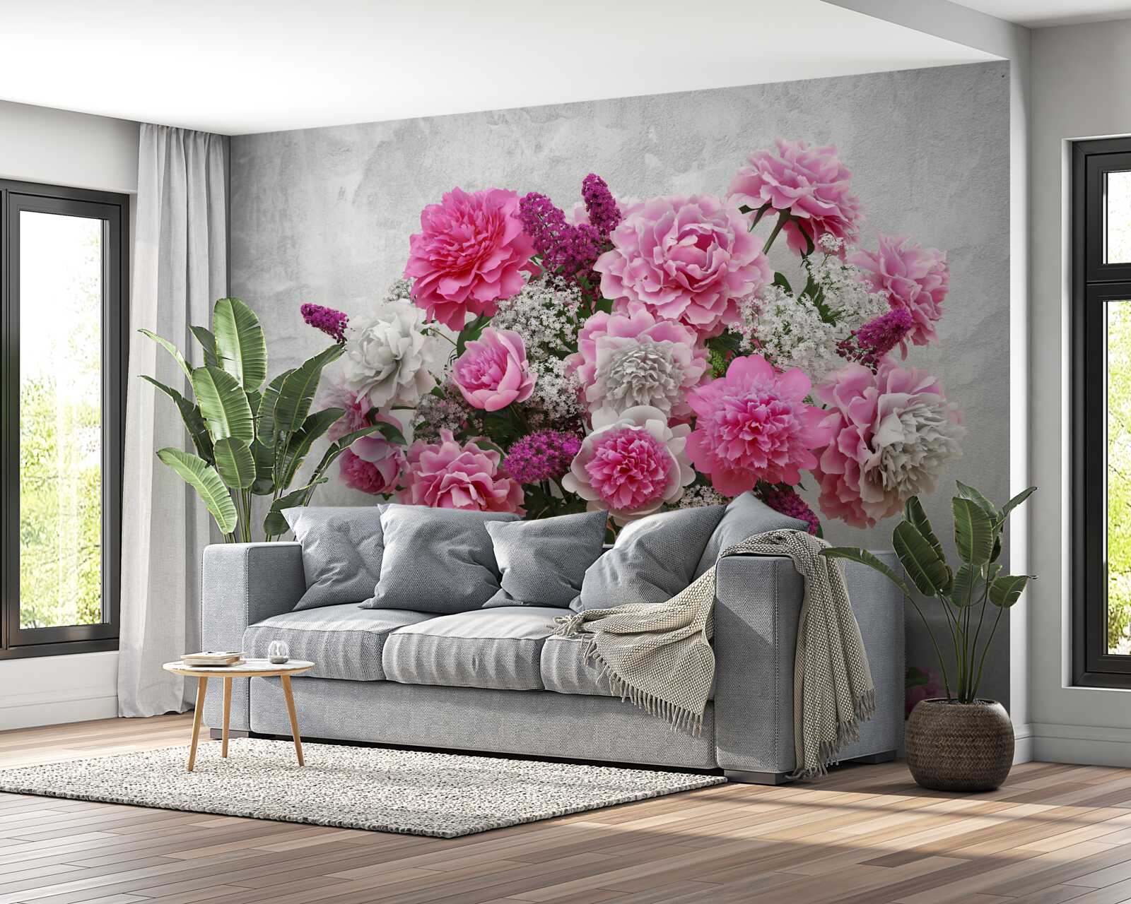 Fototapeta zloženie bielych sedmokrásky a kvetov orgovánu