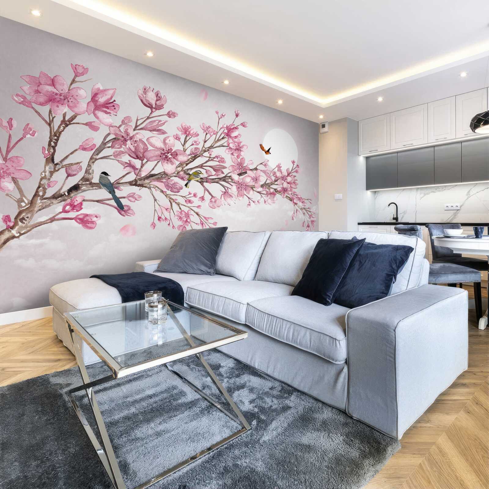 Fototapeta úchvatný strom ružovej magnólie žiariaci za slnečného dňa