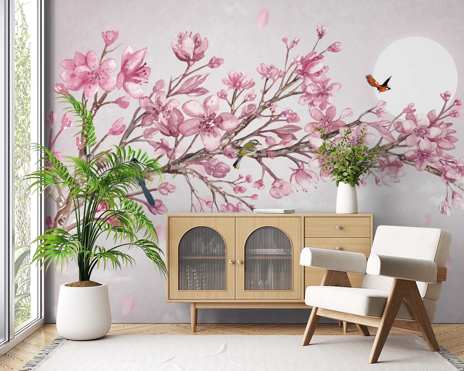 Fototapeta úchvatný strom ružovej magnólie žiariaci za slnečného dňa