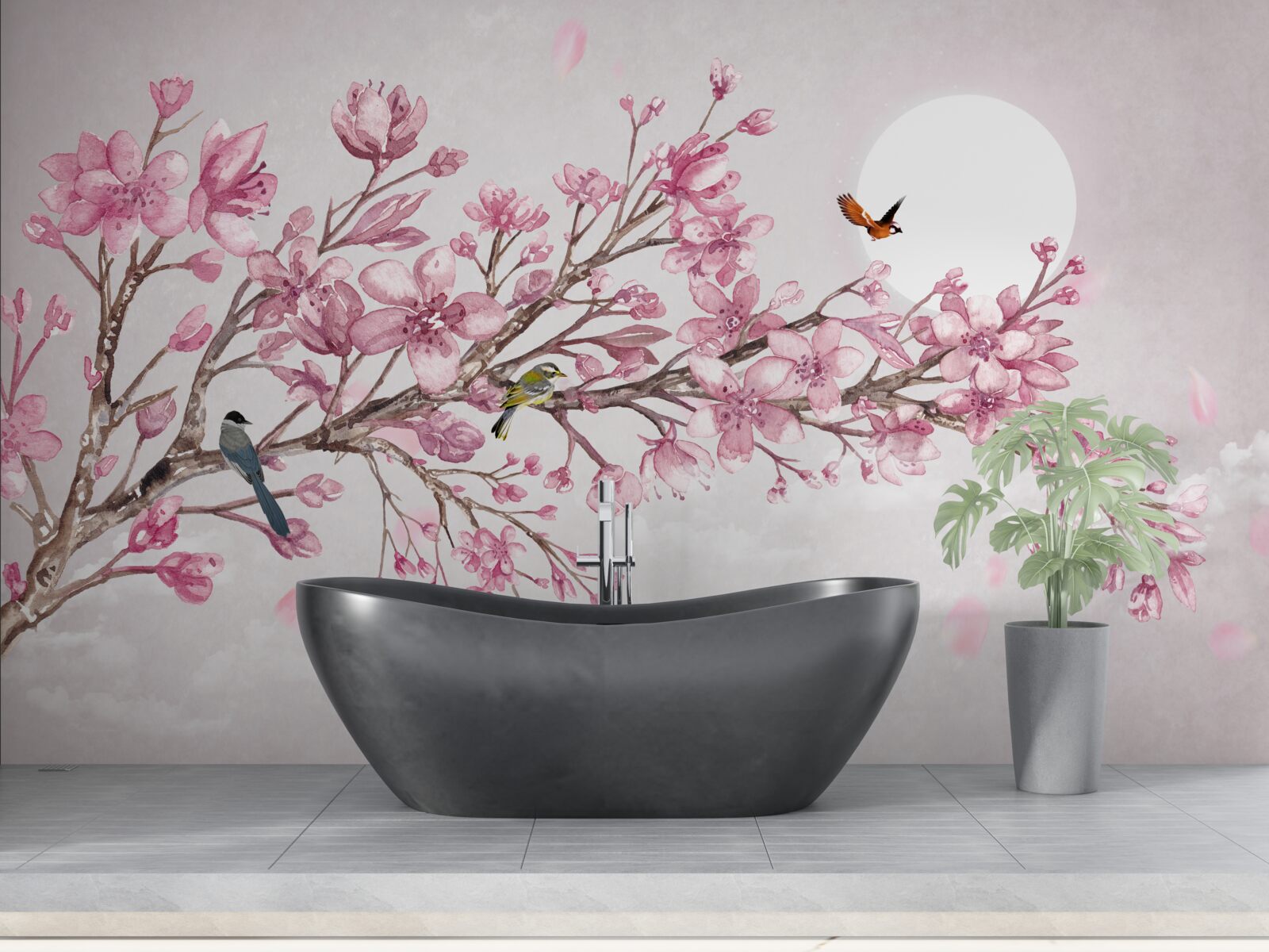 Fototapeta úchvatný strom ružovej magnólie žiariaci za slnečného dňa