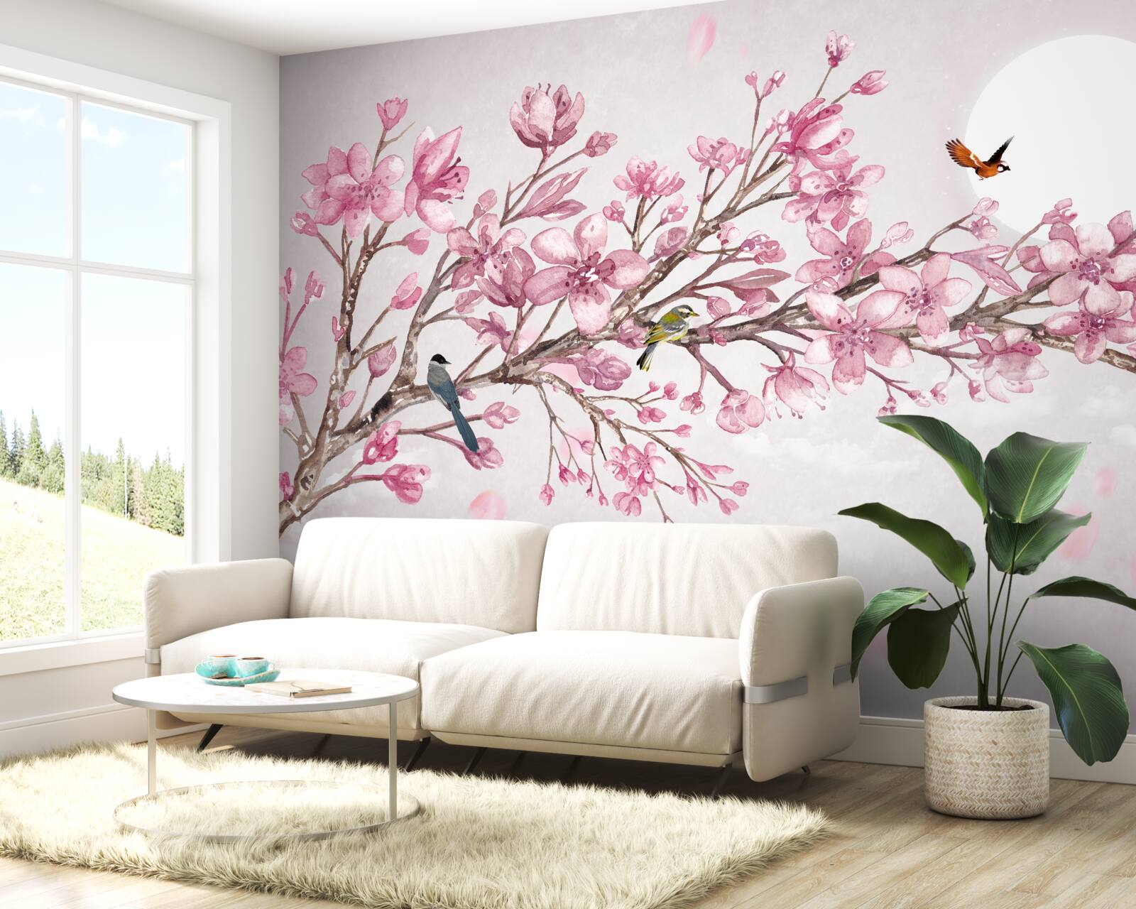 Fototapeta úchvatný strom ružovej magnólie žiariaci za slnečného dňa