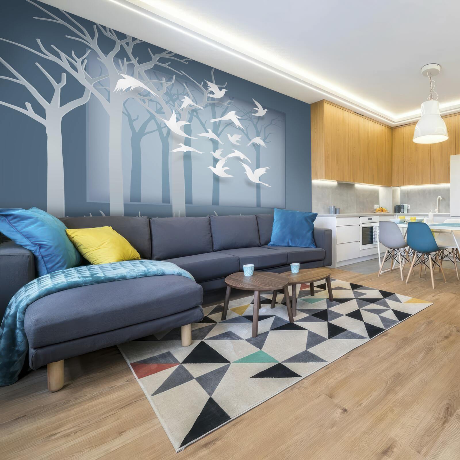 Fototapeta oblohu nad nočnou húštinou križuje skupina ľahkých vtákov