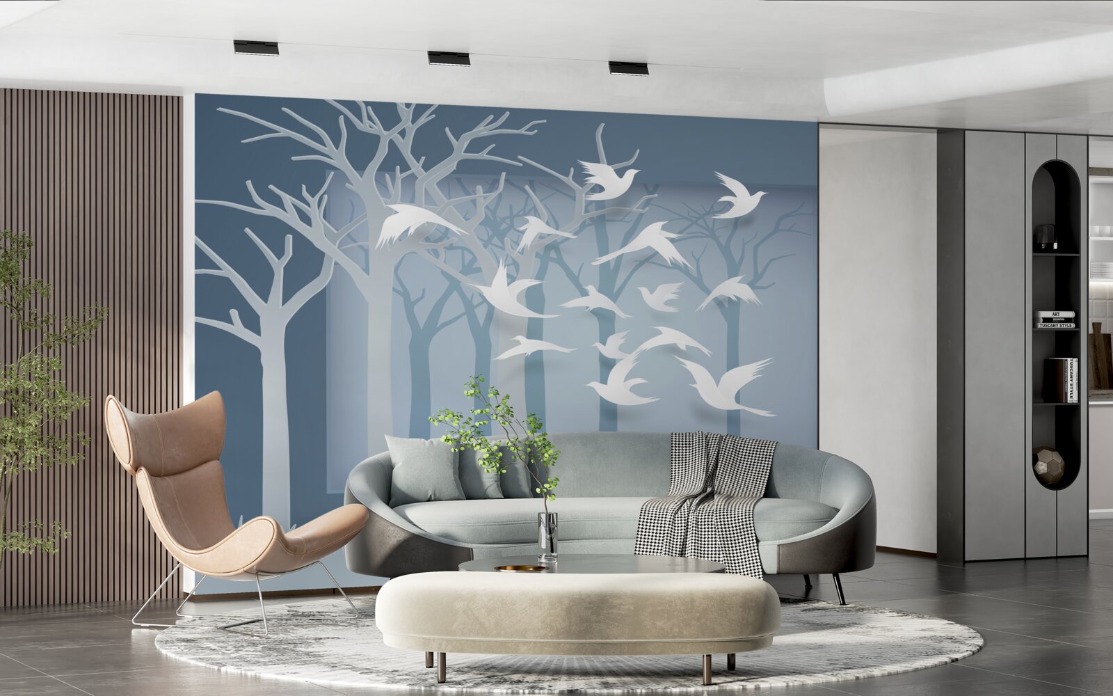 Fototapeta oblohu nad nočnou húštinou križuje skupina ľahkých vtákov