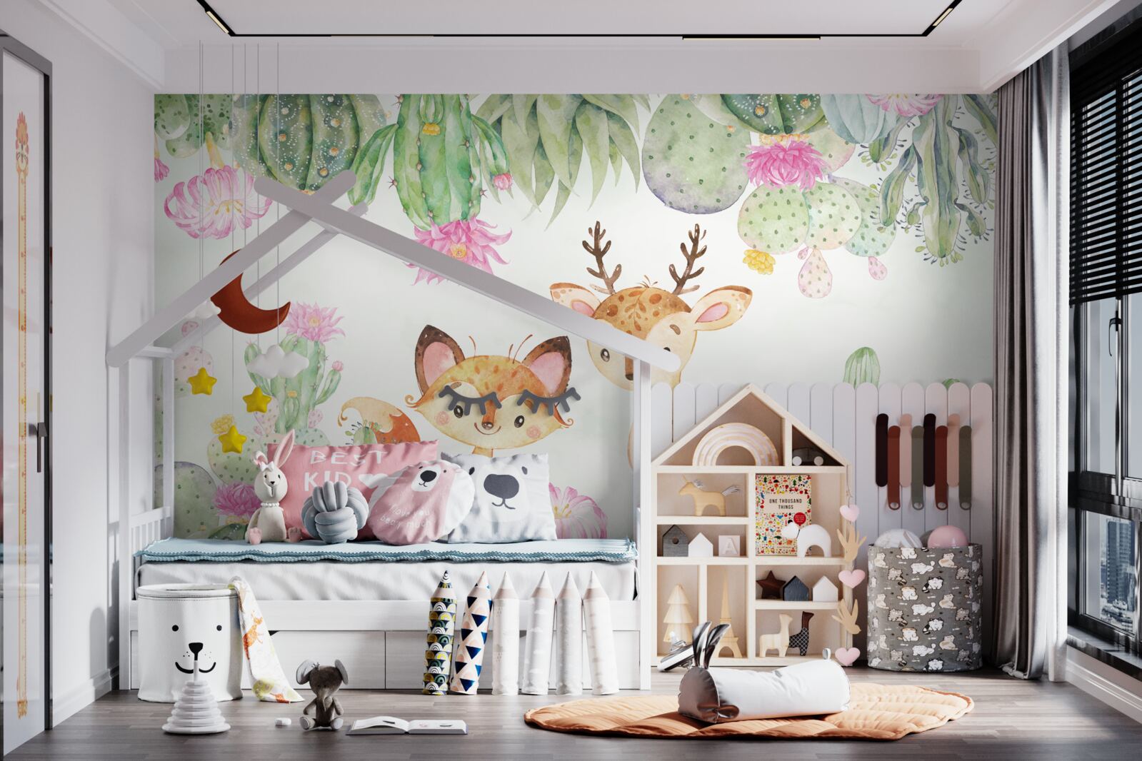 Fototapeta malá líška a mladý jeleň