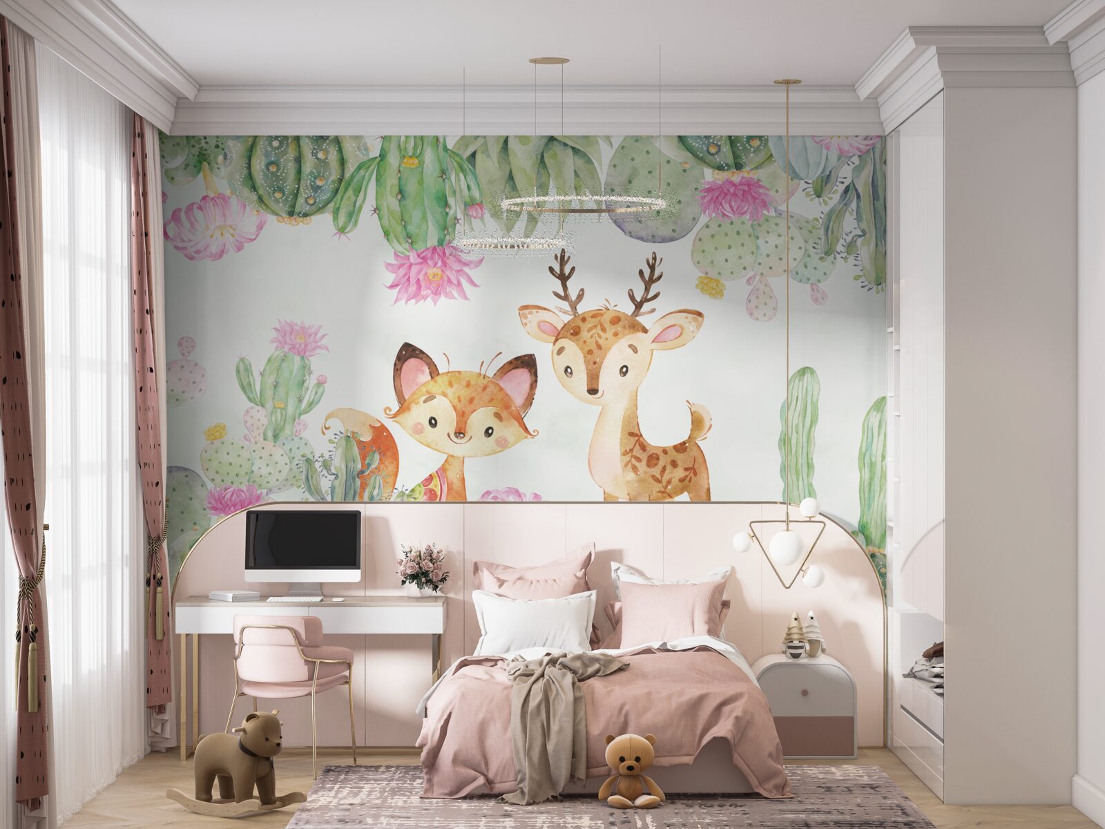 Fototapeta malá líška a mladý jeleň