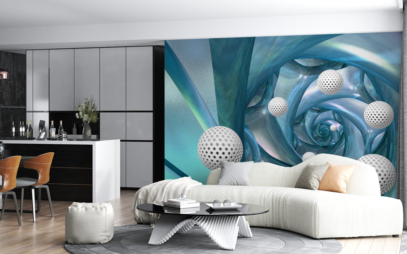 Fototapeta pri absencii gravitácie sú gule biele